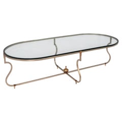 Tommi Parzinger, Unique Coffee Table, Brushed Steel, Glass, USA, 1950s