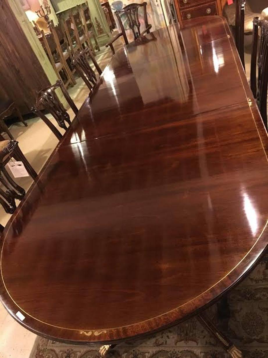 Finest Georgian Boule Inlaid Solid Rosewood Triple Pedestal Banquet Table 5