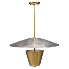 Edward Wormley Attr., Large Perforated Chandelier, Brass, Lacquered Metal, USA