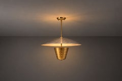 Edward Wormley Attr., Large Perforated Chandelier, Brass, Lacquered Metal, USA