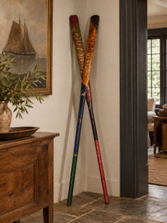American Folk Art, Hand-Painted Rowing Oars, Polychrome Wood, USA, 1970s