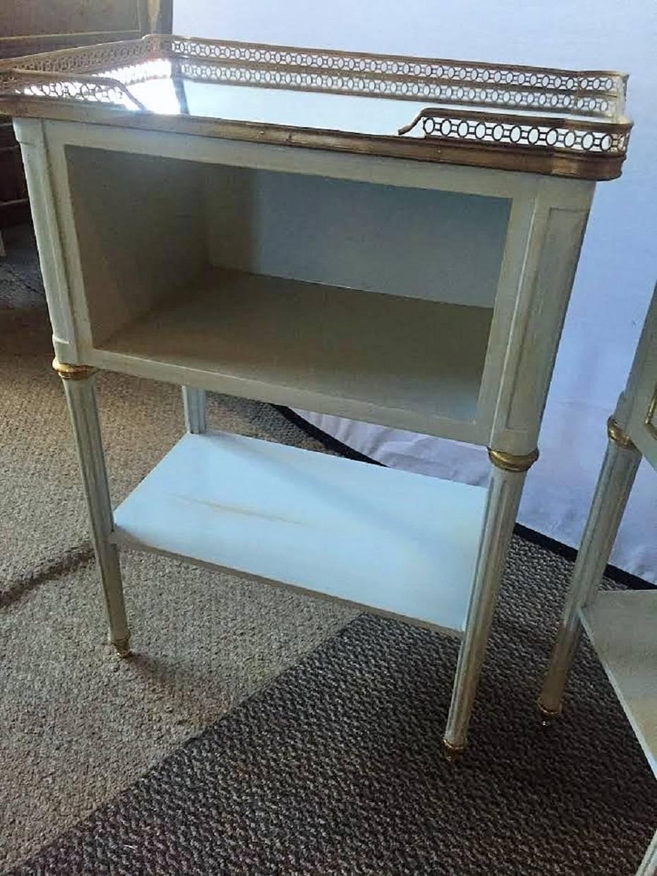 Mirror Louis XVI Style Side Tables, Nightstands or  End Tables Manner of Maison Jansen