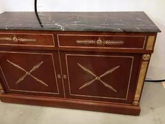 Pair Of Russian Neoclassical Style Cabinets or Commodes Marble Top