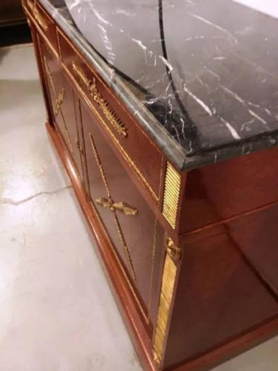 Unknown Pair Of Russian Neoclassical Style Cabinets or Commodes Marble Top For Sale