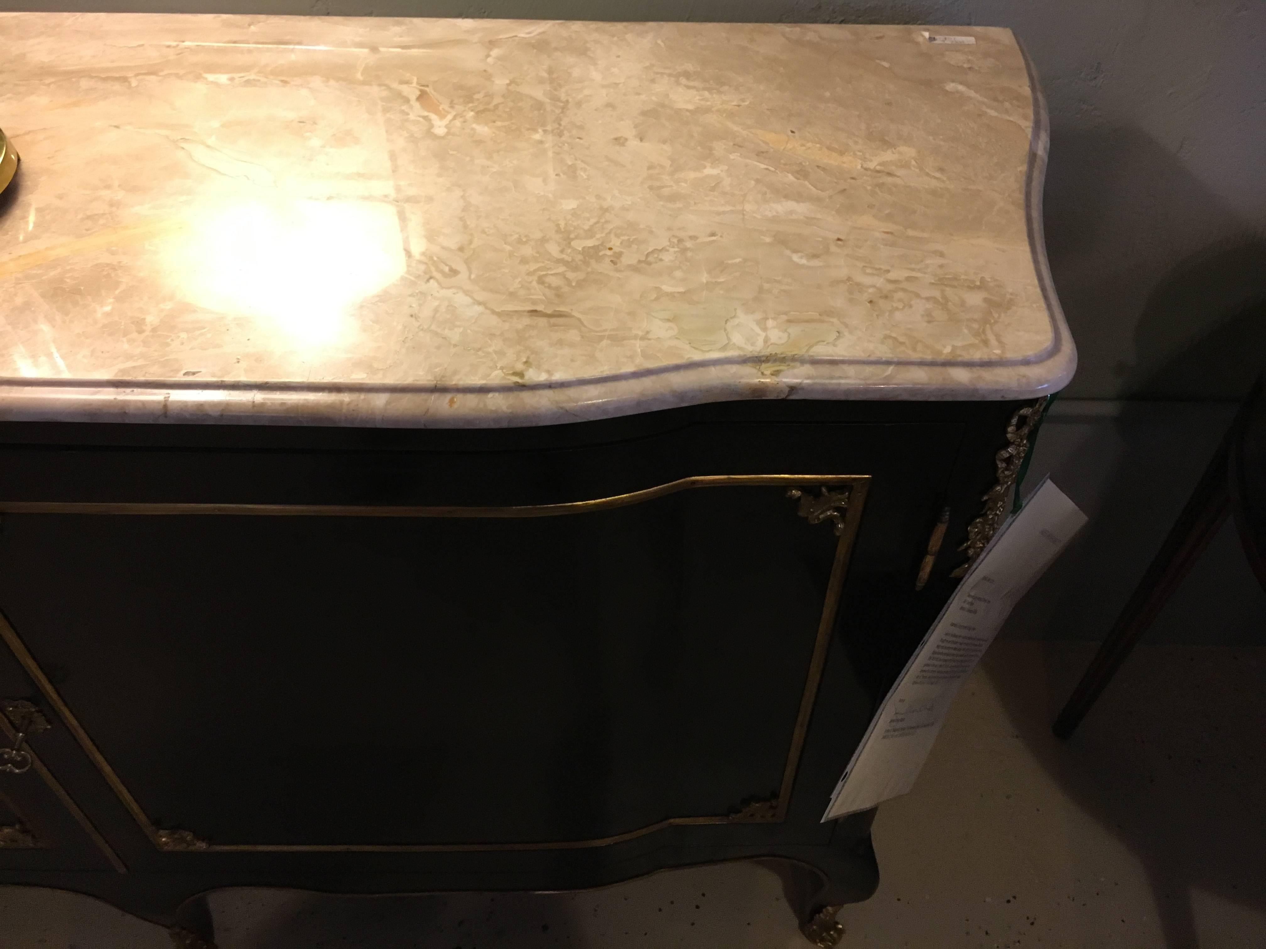 Pair of Palatial Marble-Top or Commodes with Bronze Mounts attrib to Jansen  1