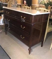 Maison Jansen Stamped Louis XVI Style Mahogany Marble-Top Commode