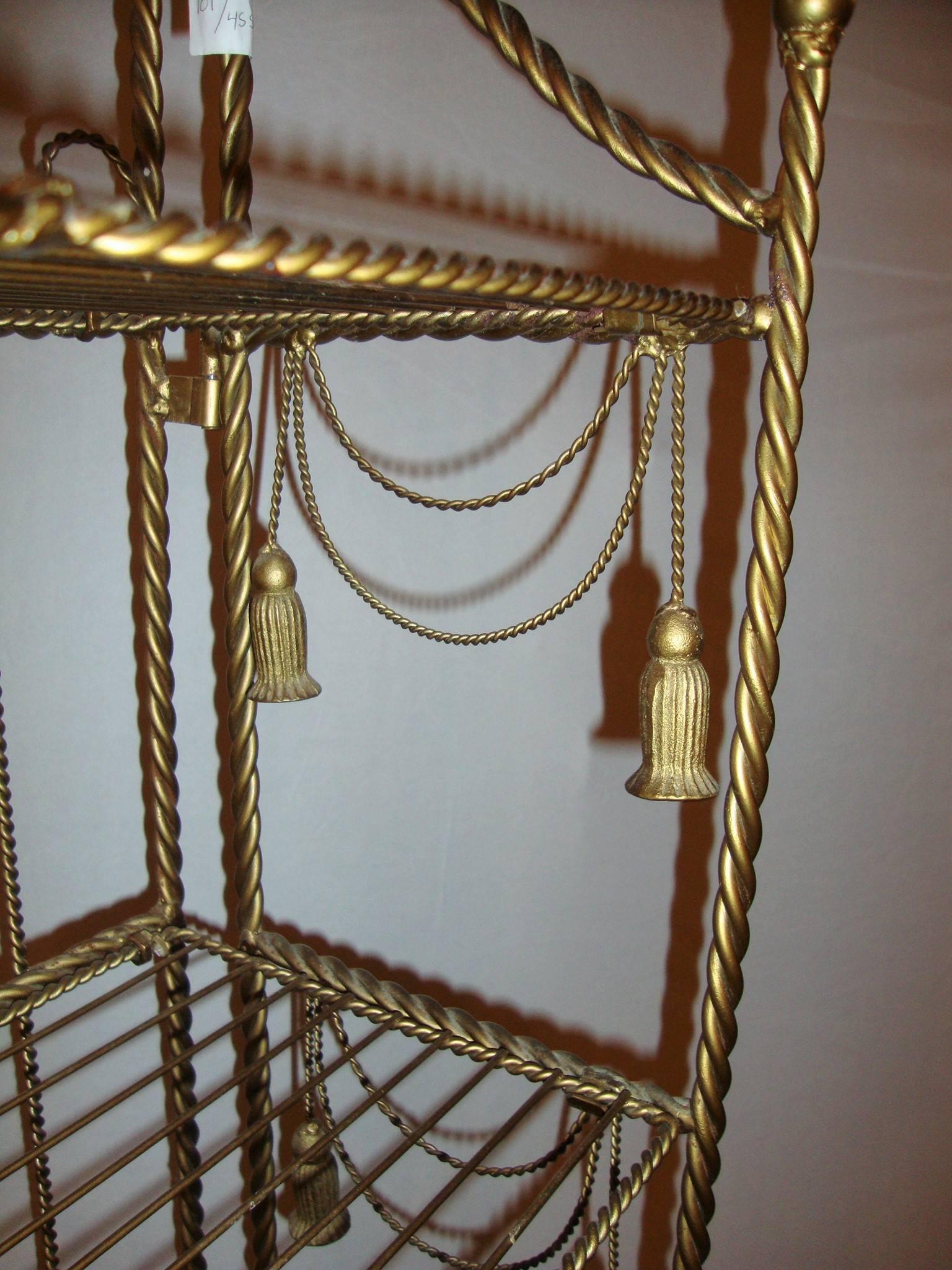 Hollywood Regency Style Brass Tastle Form Five Shelf Etagere 3