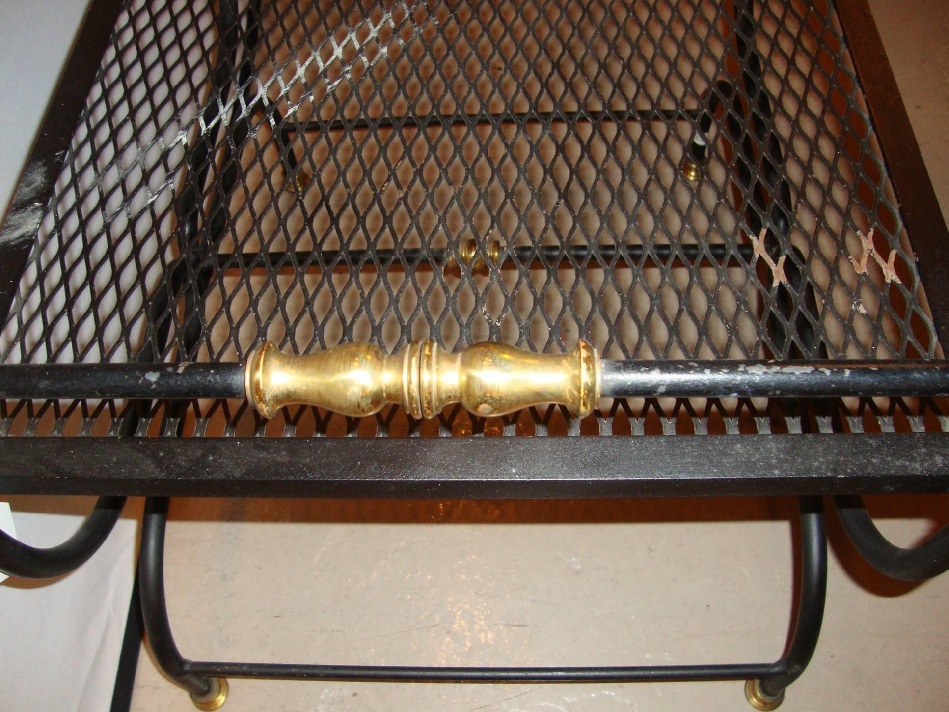 Jansen Style Savonarola Brass and Iron Bench 4