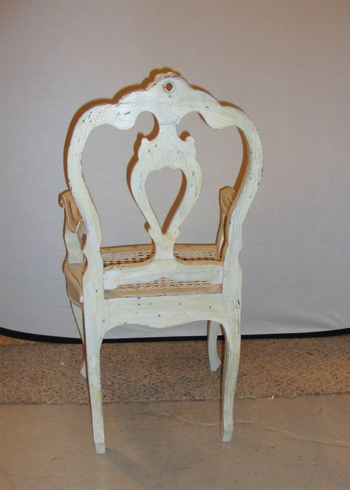 French Paint and Gilt Decorated Armchair Louis XV Style 2