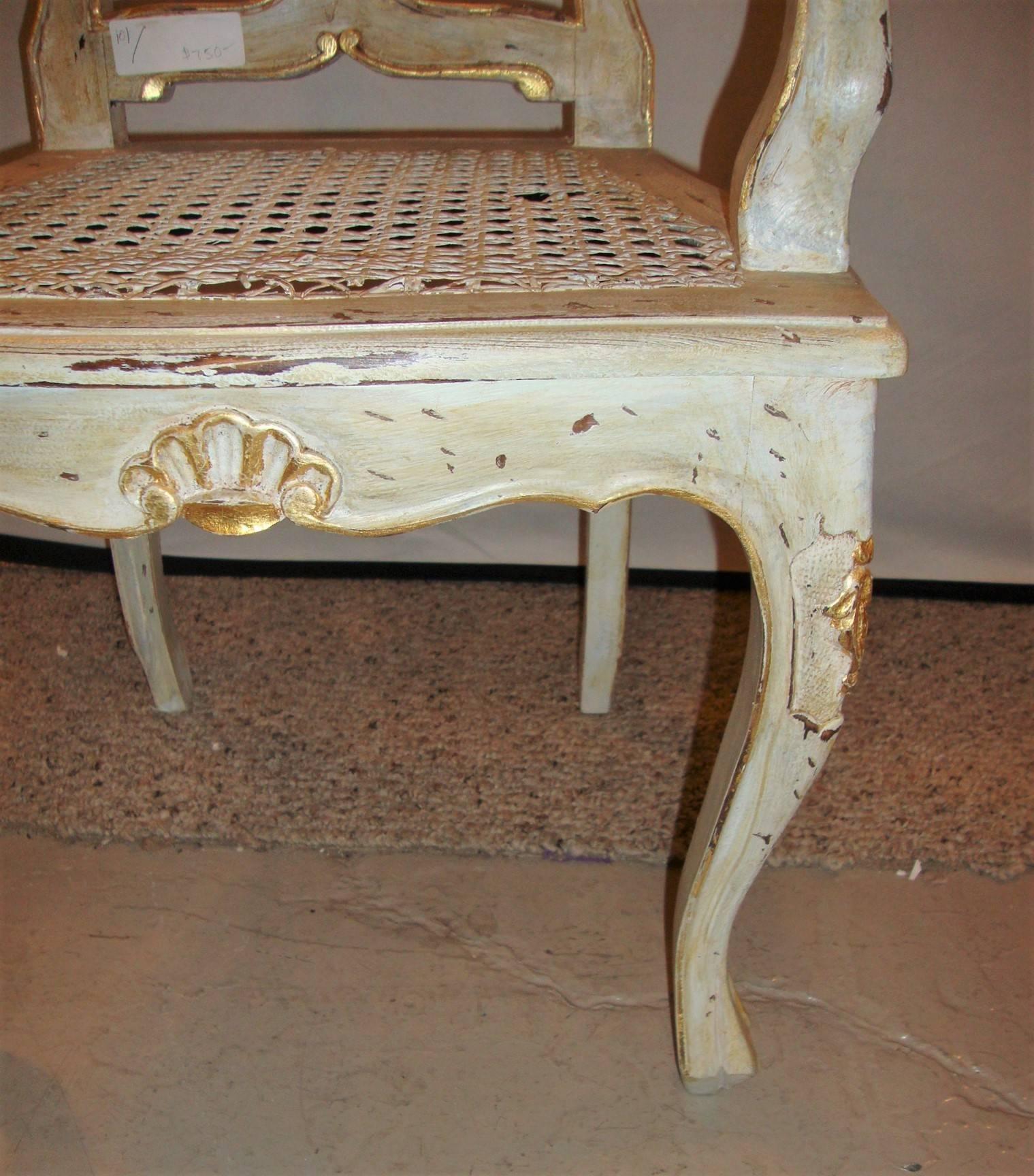 French Paint and Gilt Decorated Armchair Louis XV Style 5