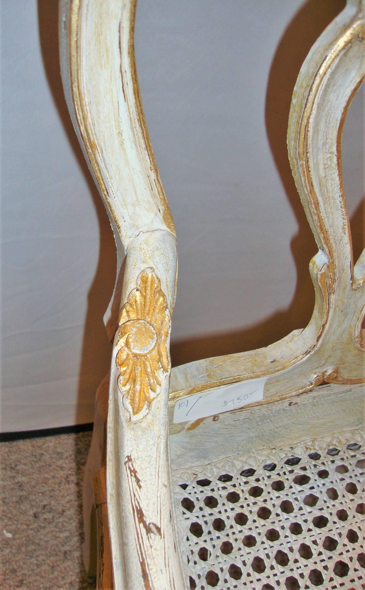 French Paint and Gilt Decorated Armchair Louis XV Style 4