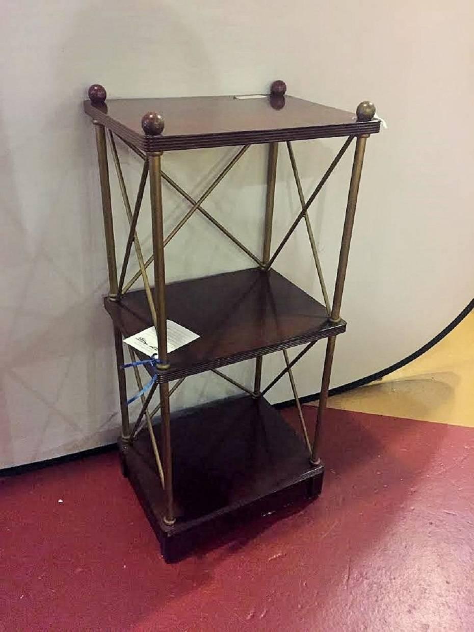  Regency Style Brass and Wooden Stands, Étagères or Book Shelves In Good Condition In Stamford, CT