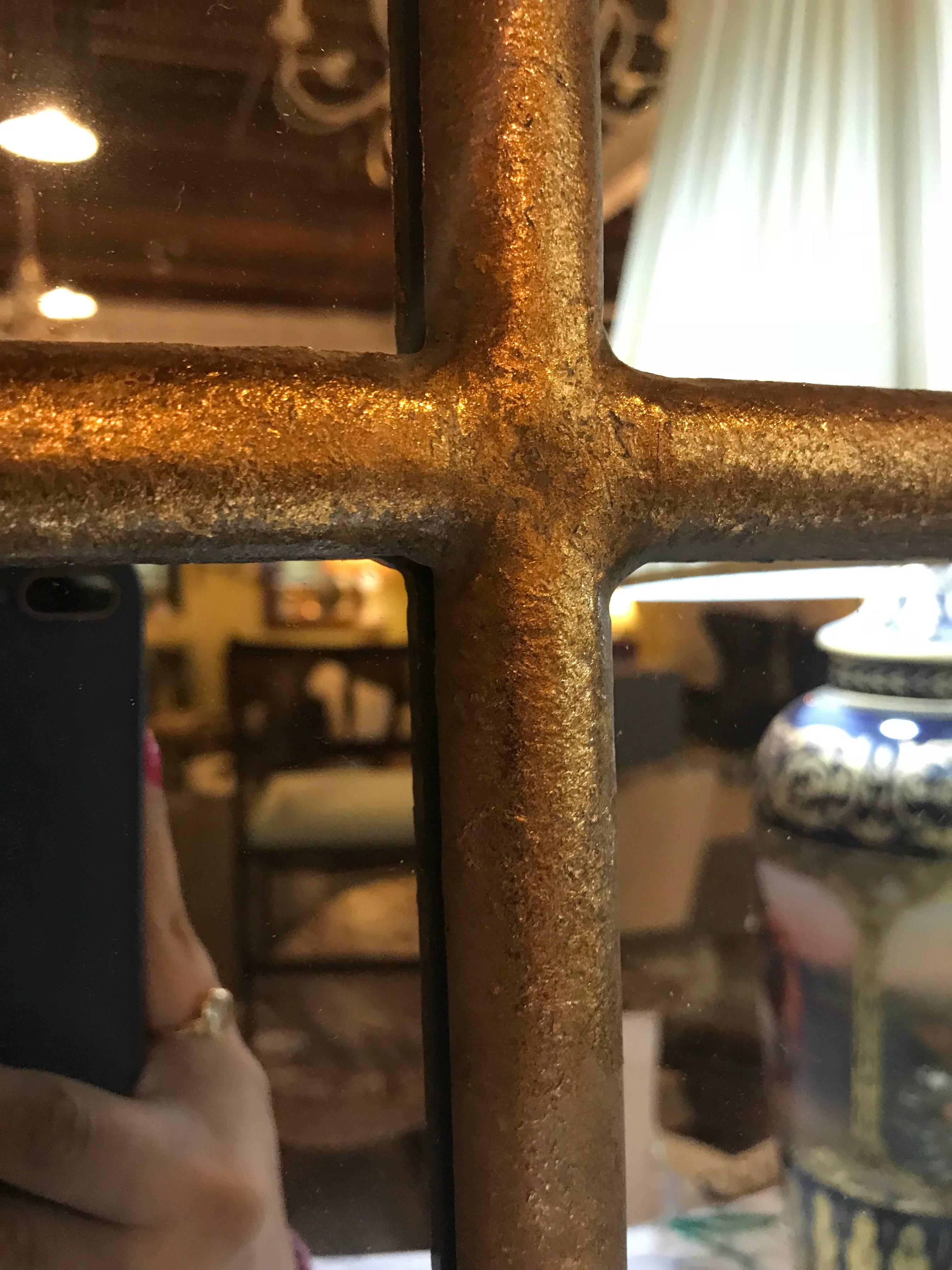 Pair of Arch Top Metal Gilt Wall Mirrors In Good Condition In Stamford, CT