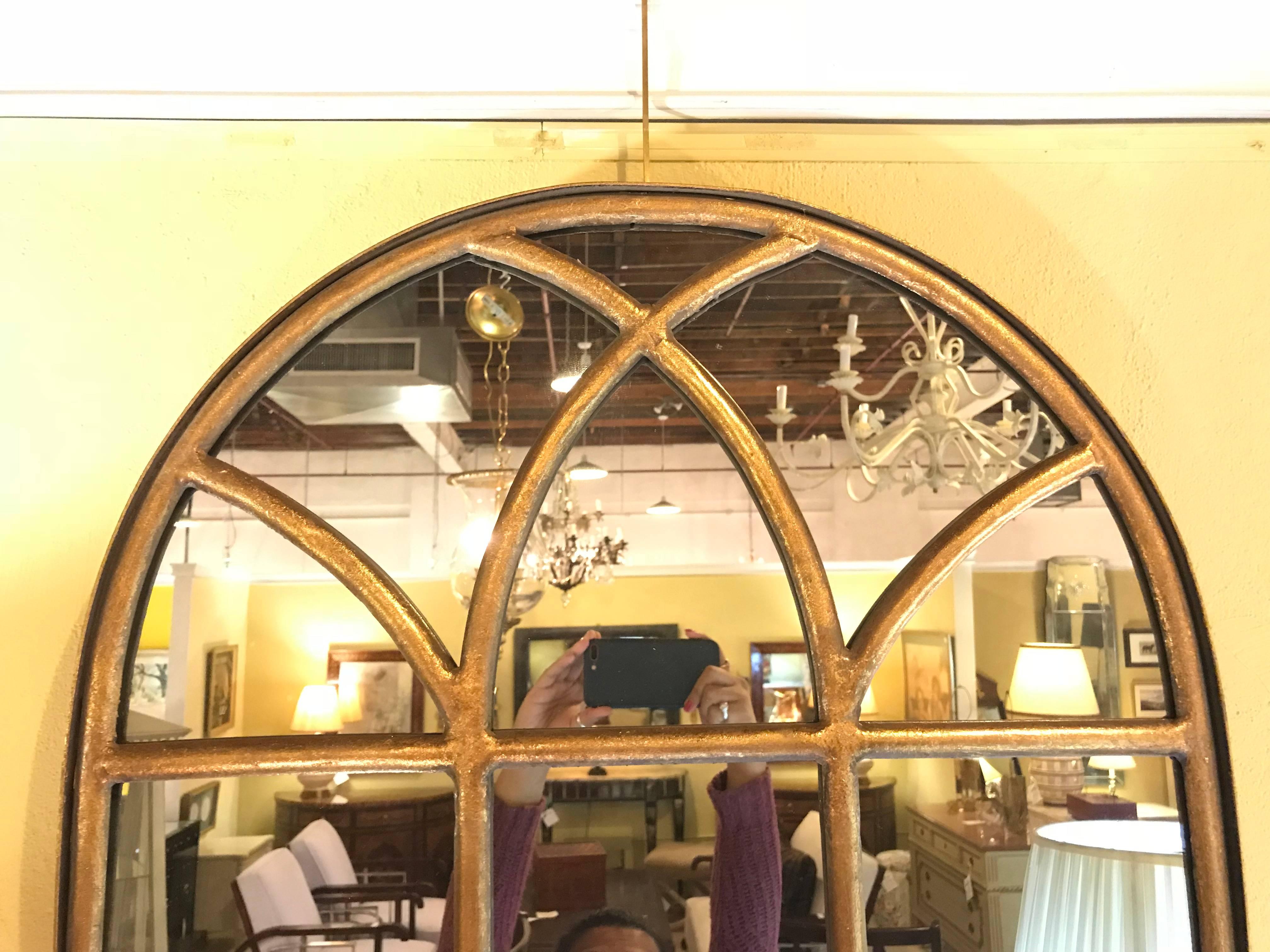 Pair of Arch Top Metal Gilt Wall Mirrors 3