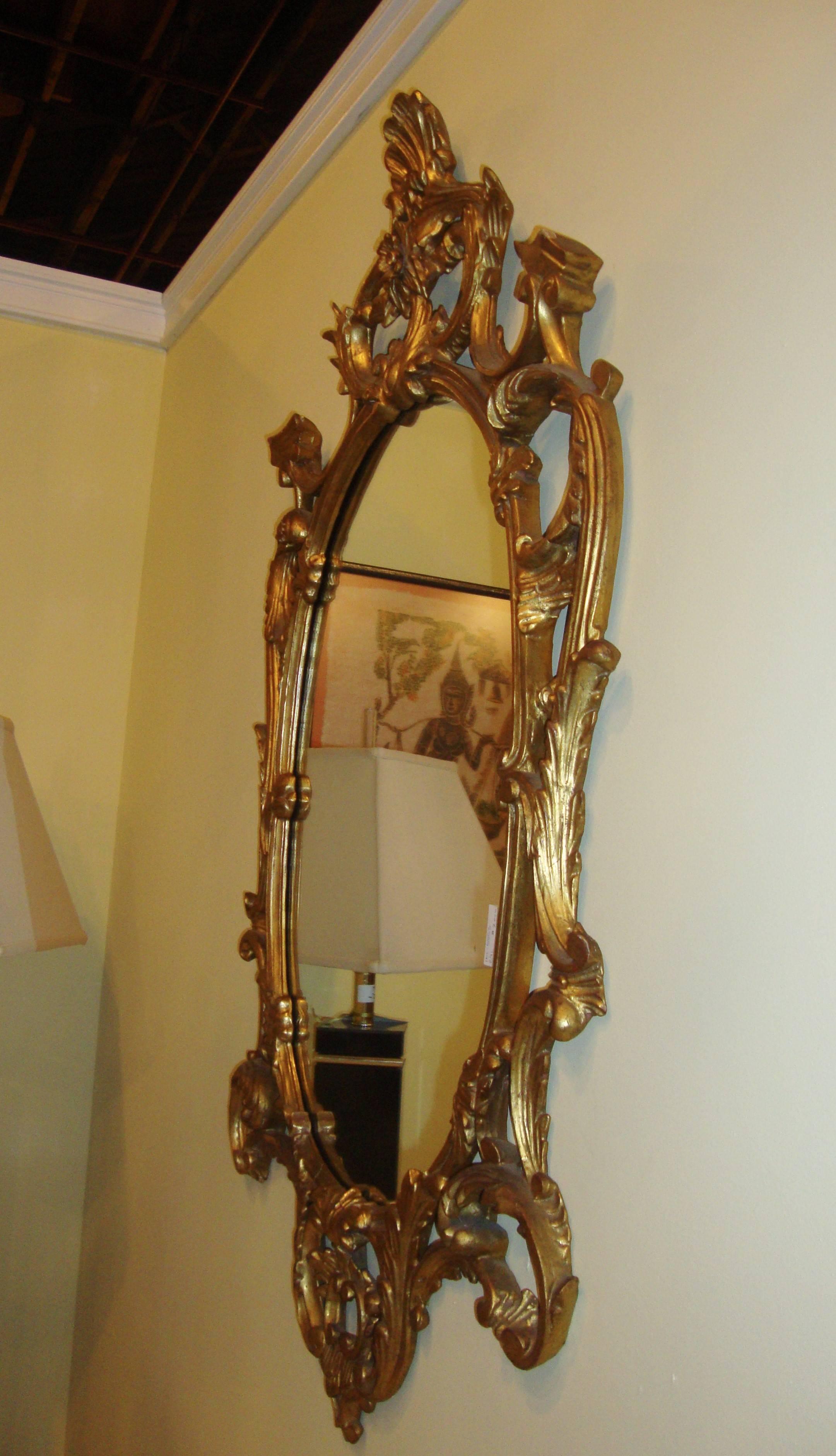 20th Century Italian Oval Giltwood Framed Wall Mirror