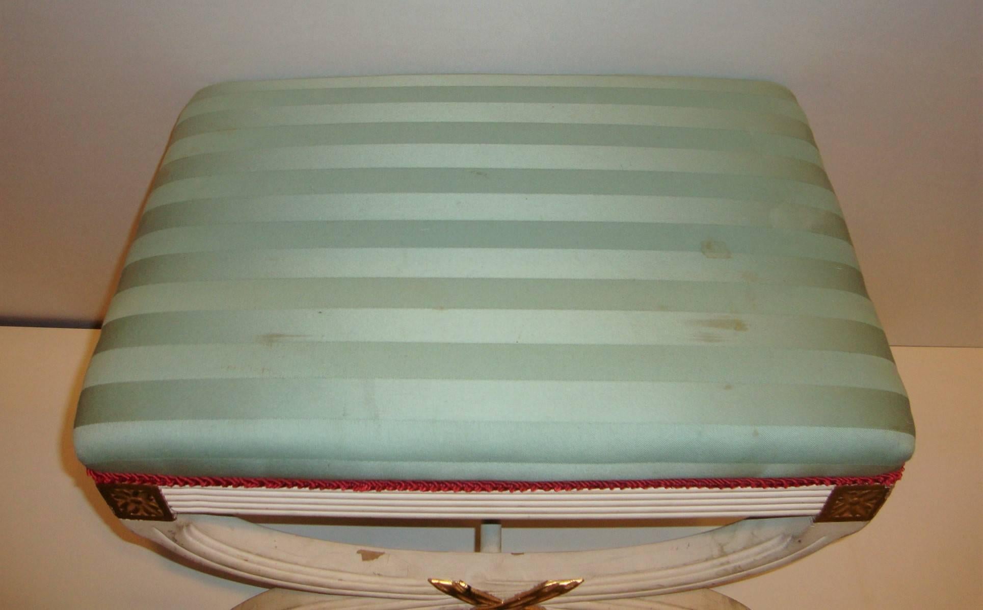 Hollywood Regency Paint Decorated “X” Form Bench or Footstool 2