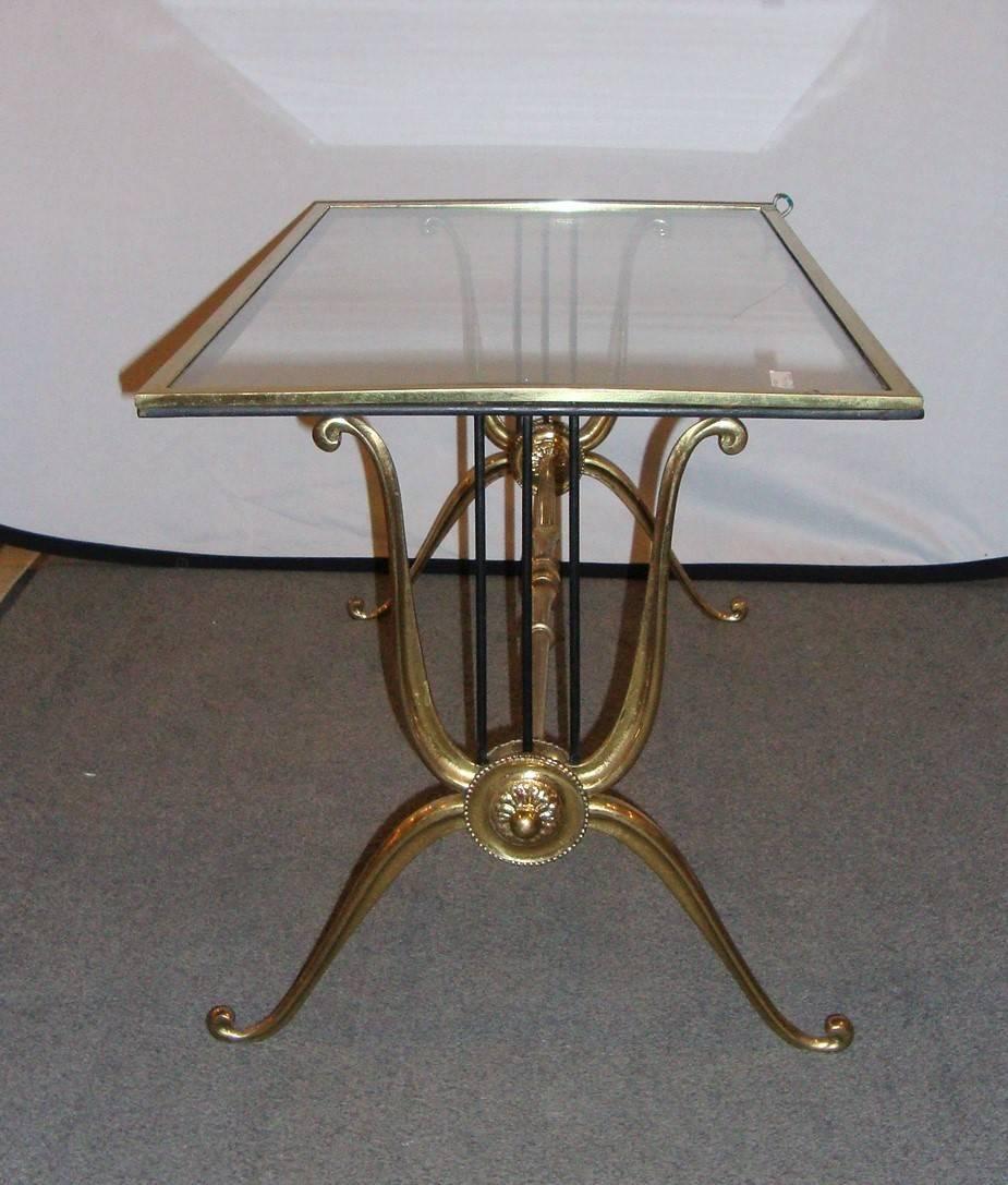 Maison Baguès Bronze Base Glass Top Coffee Table In Good Condition In Stamford, CT