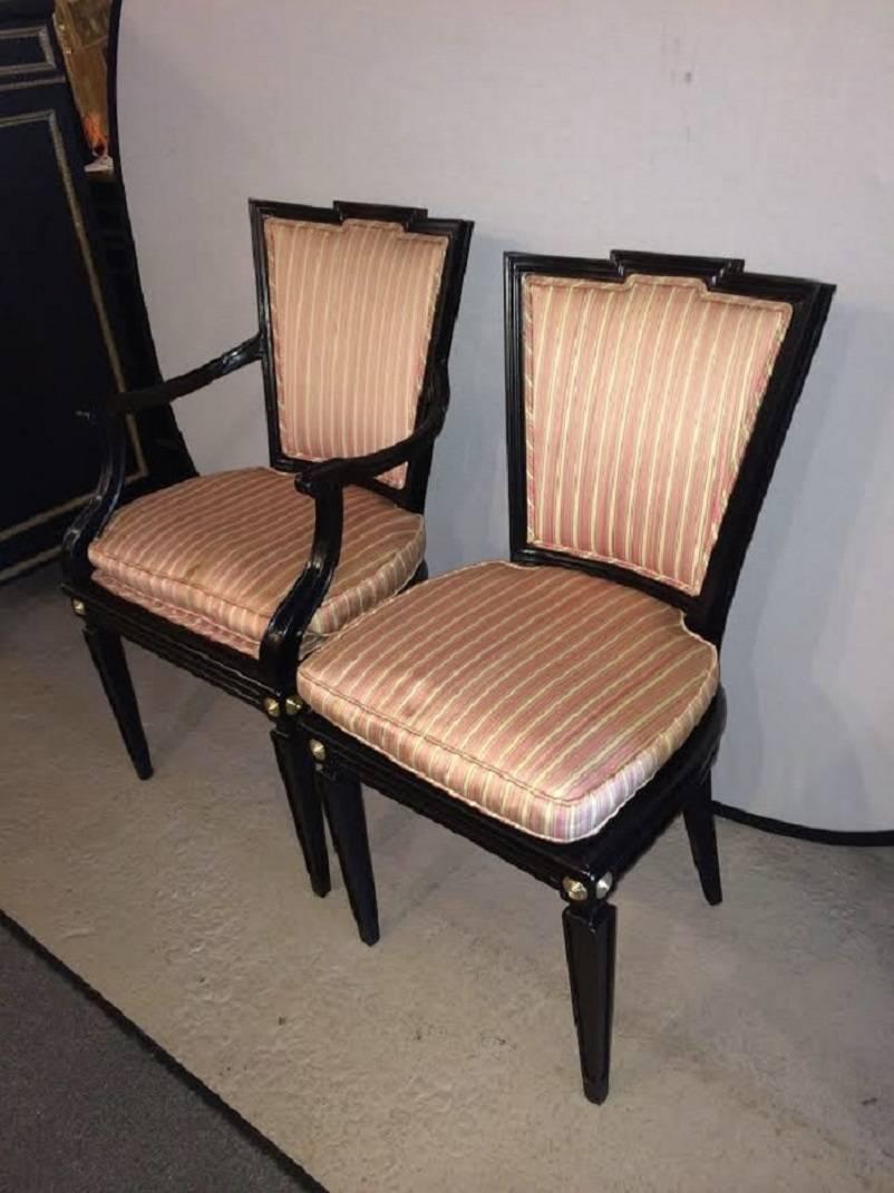 American Set of Six Hollywood Regency Style Dining Chairs in the Manner of Maison Jansen