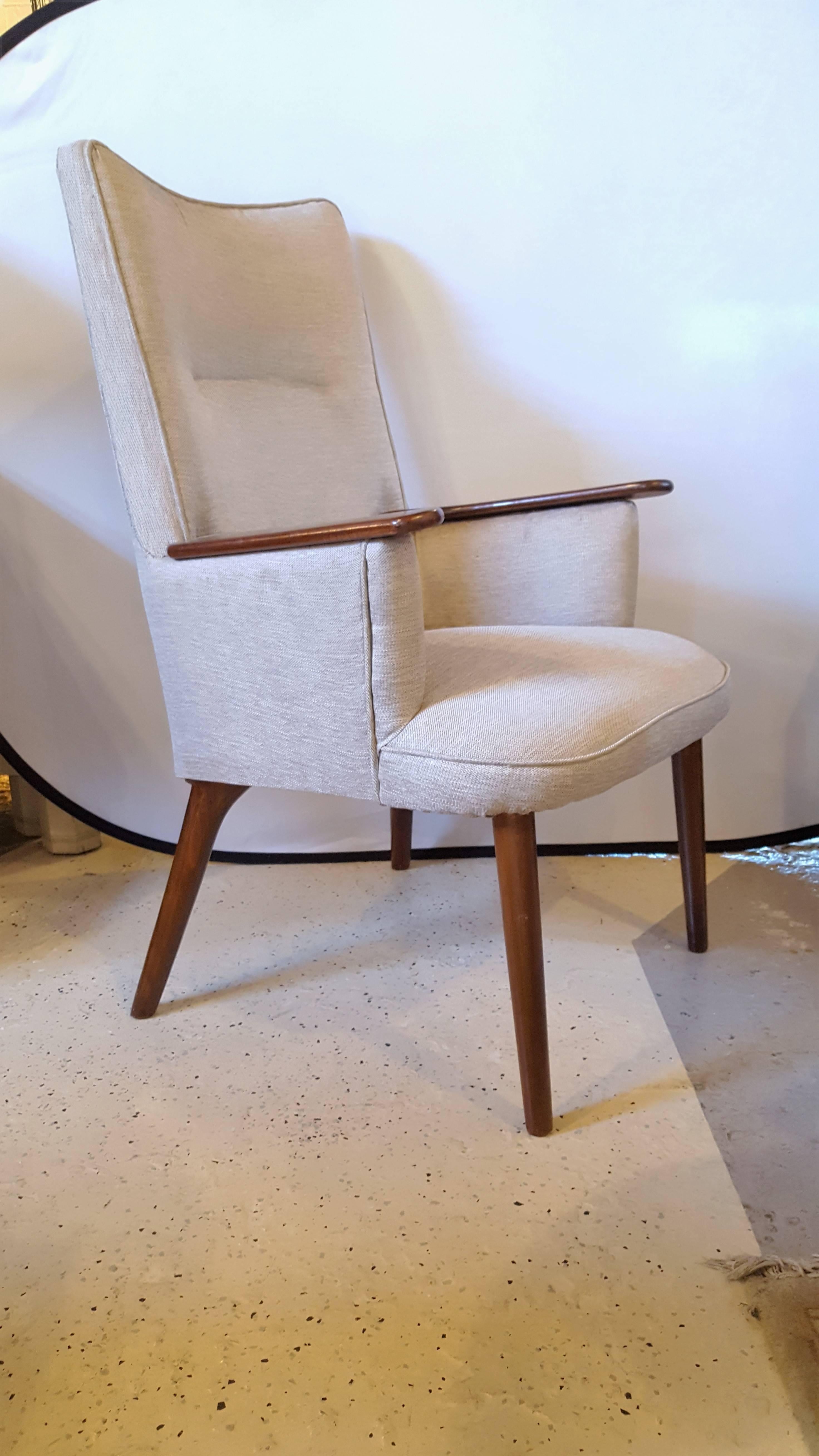 20th Century Mid-Century Modern Hansweger Style Armchairs Rosewood Frame Newly Upholstered
