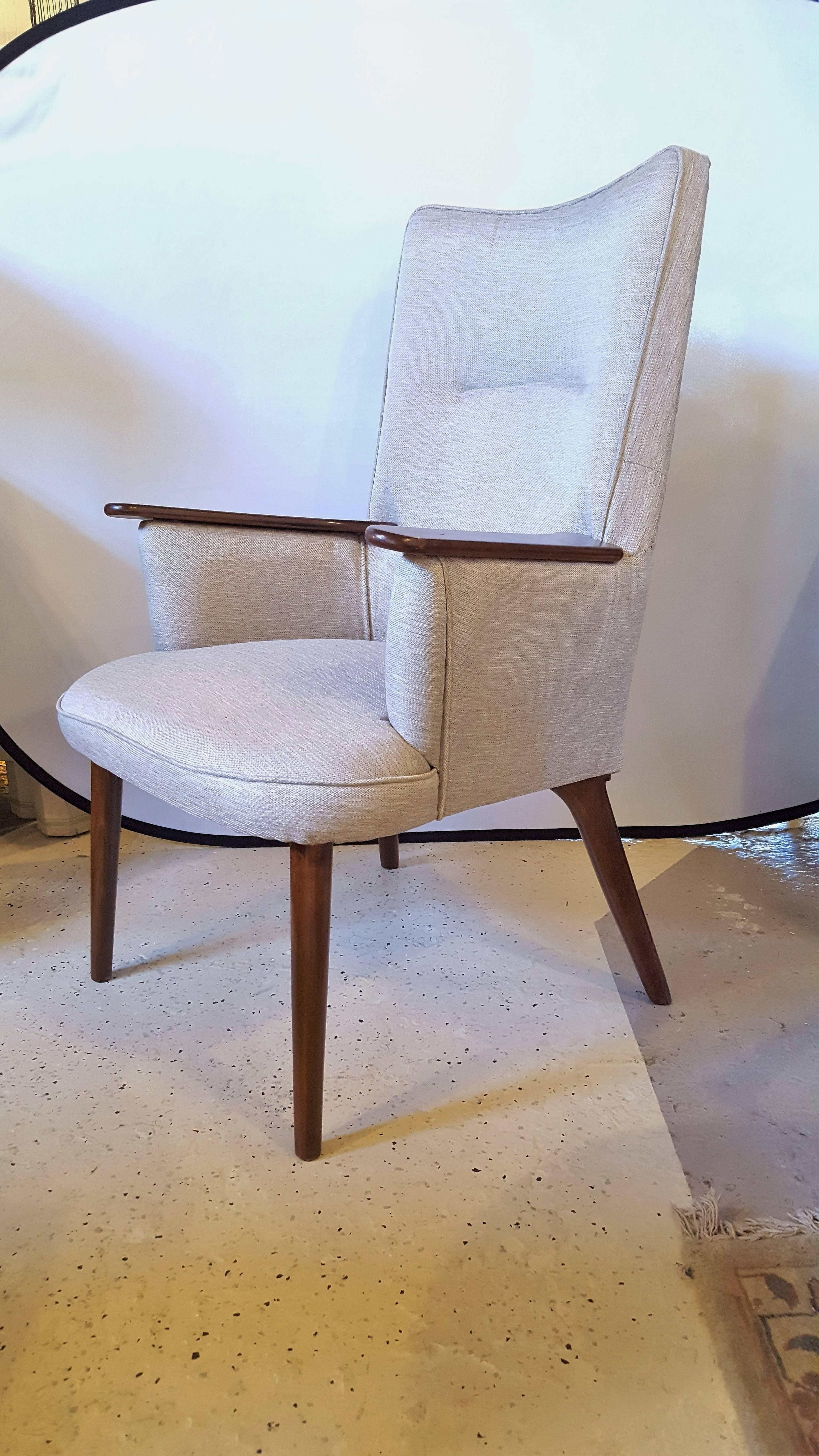 Mid-Century Modern Hansweger Style Armchairs Rosewood Frame Newly Upholstered 2