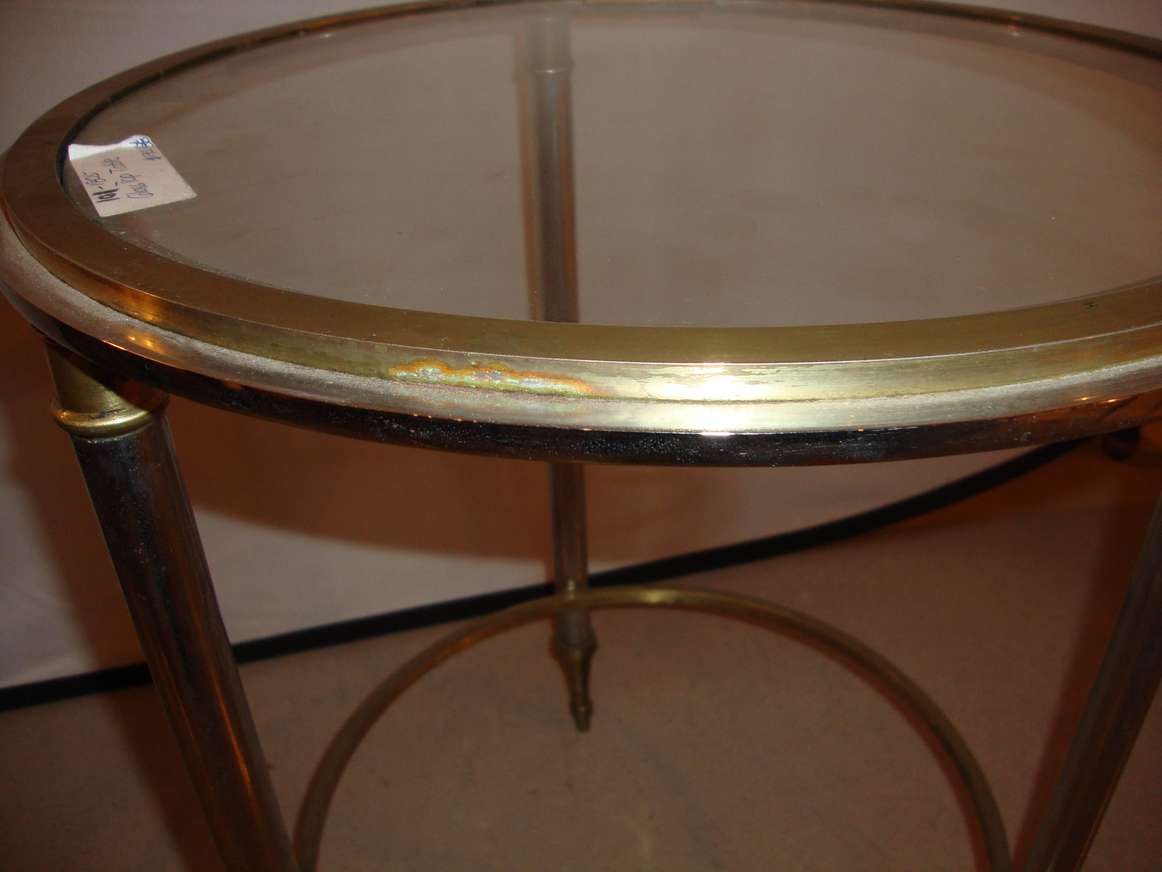 Hollywood Regency Style Bronze Bamboo Bouilliotte Glass Top End Or Side Table  In Good Condition In Stamford, CT