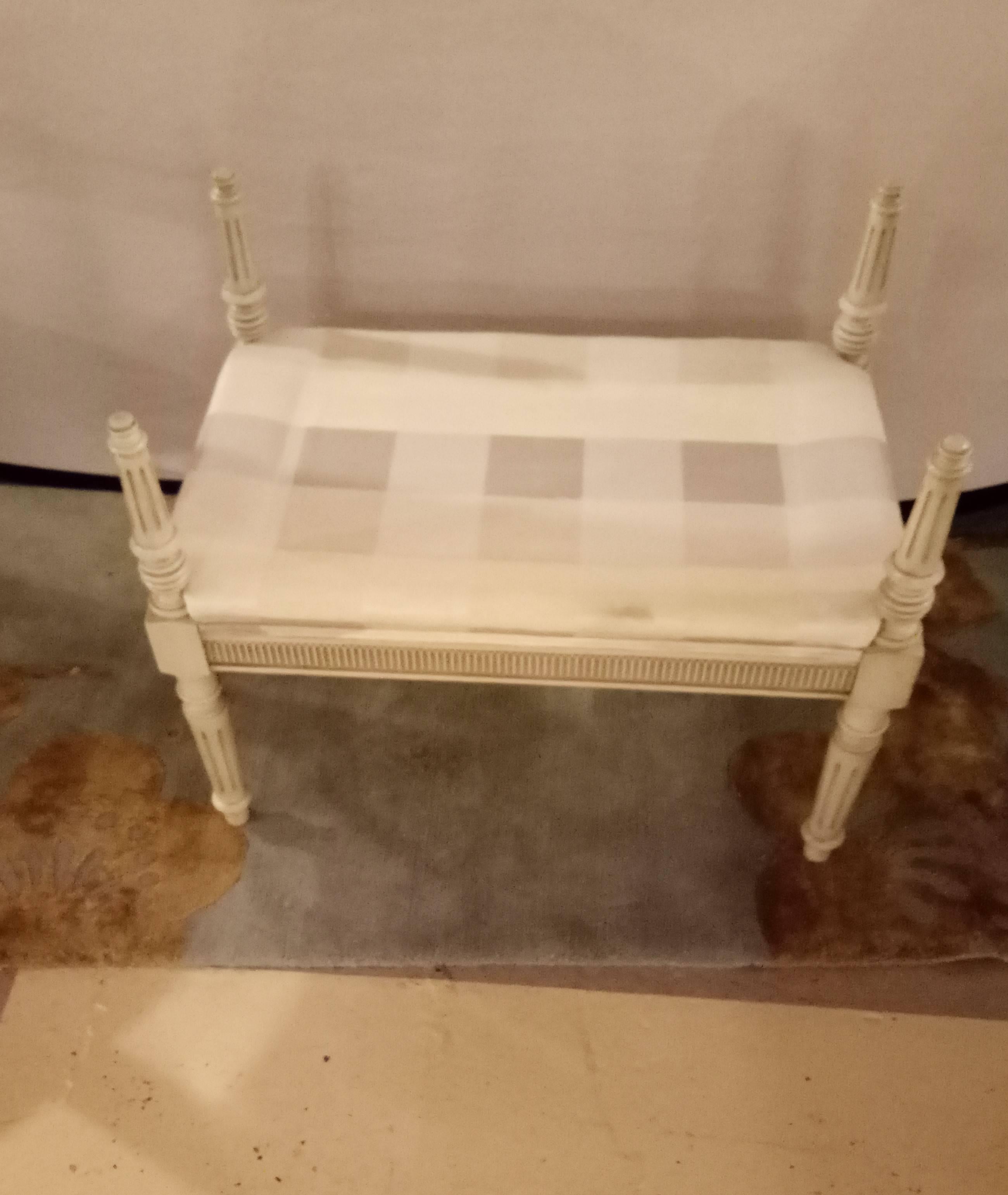 Pair of Paint Decorated Louis XVI Style Benches / Footstools Manner Jansen 3