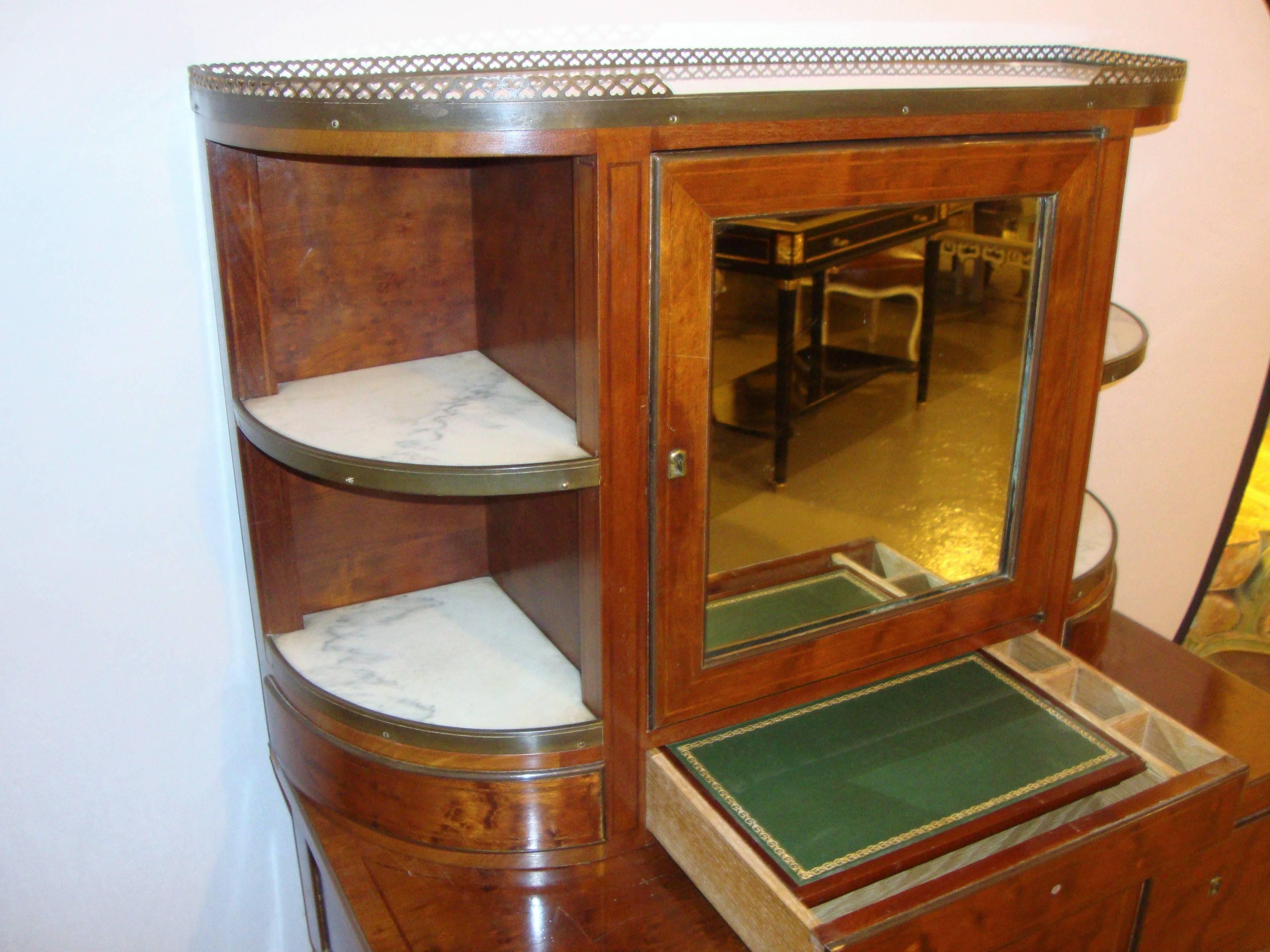 Wood Louis XVI Style Desk with Vitrine Top For Sale