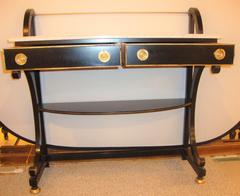 Ebonized Marble-Top Server or Sofa Table, Possibly Jansen