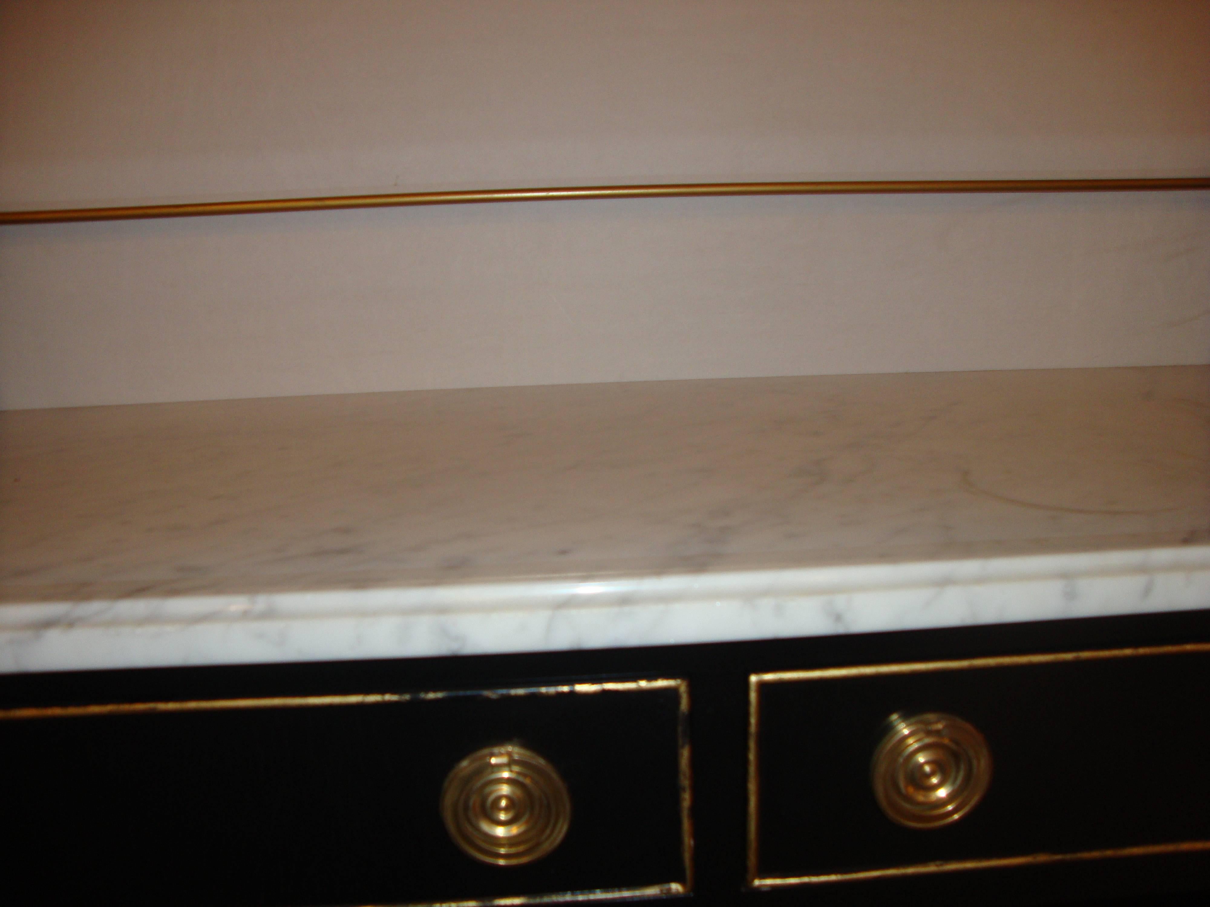 Ebonized Marble-Top Server or Sofa Table Attributed to Jansen For Sale 1