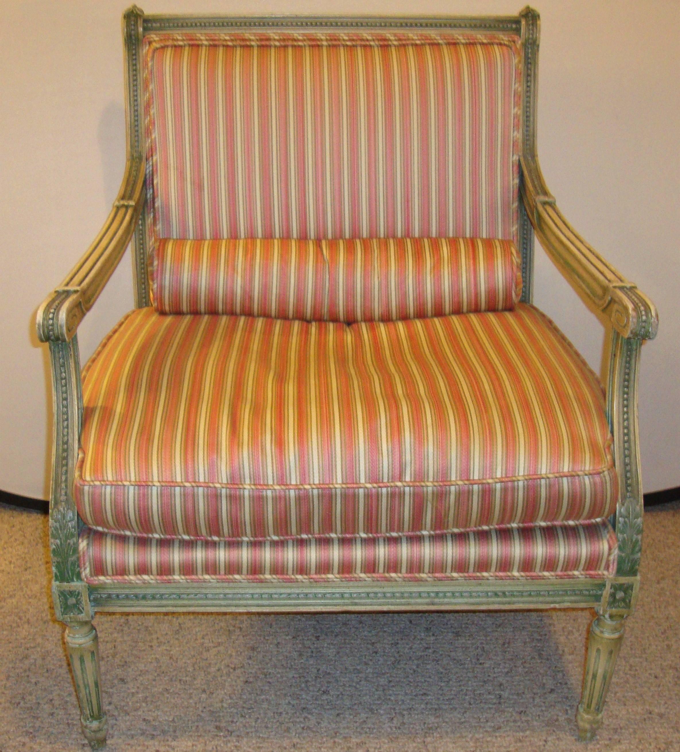 French Pair of Jansen Marquies Chairs in the Louis XVI Fashion