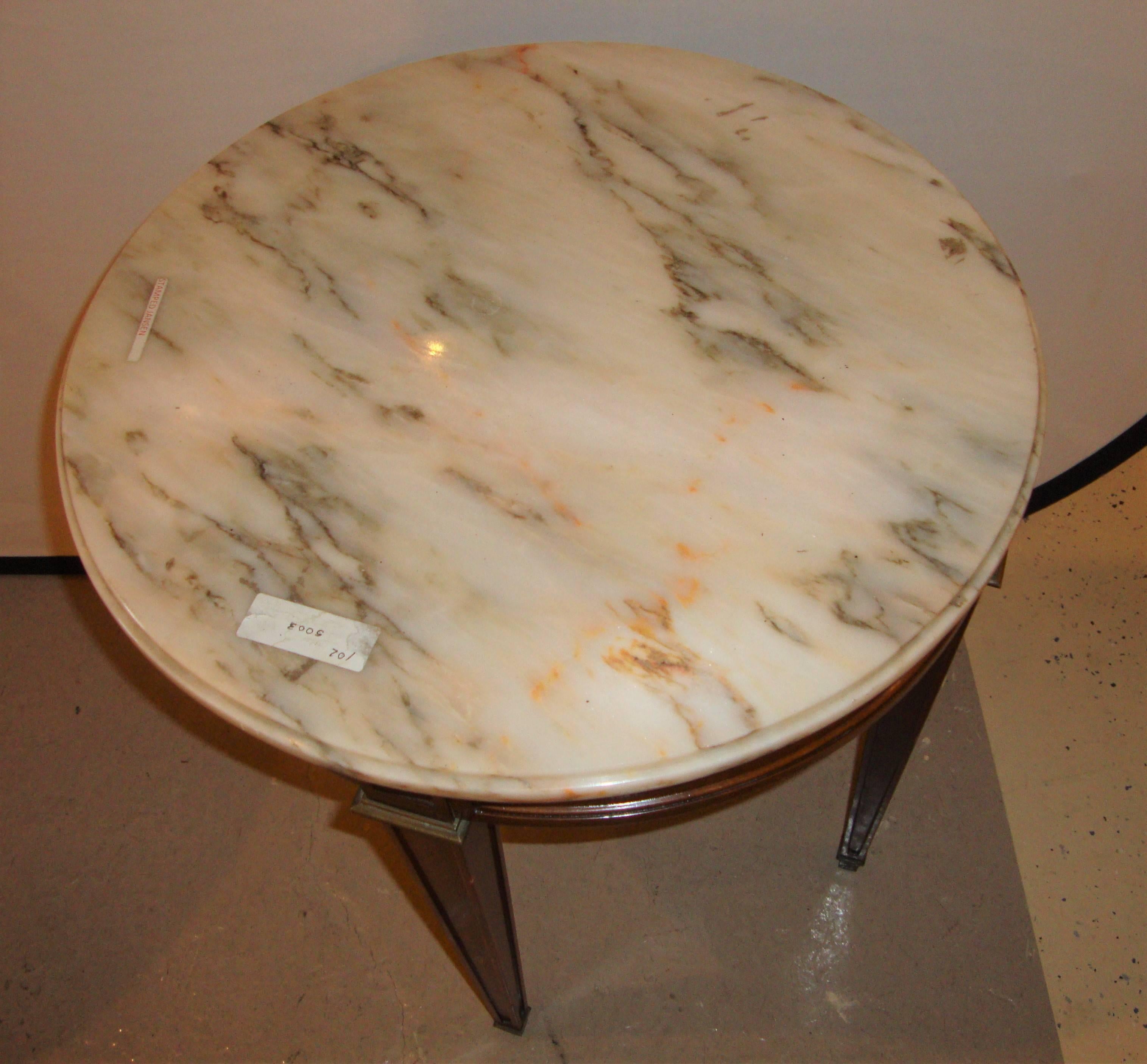 Small marble-top end table or pedestal Louis XVI Style.