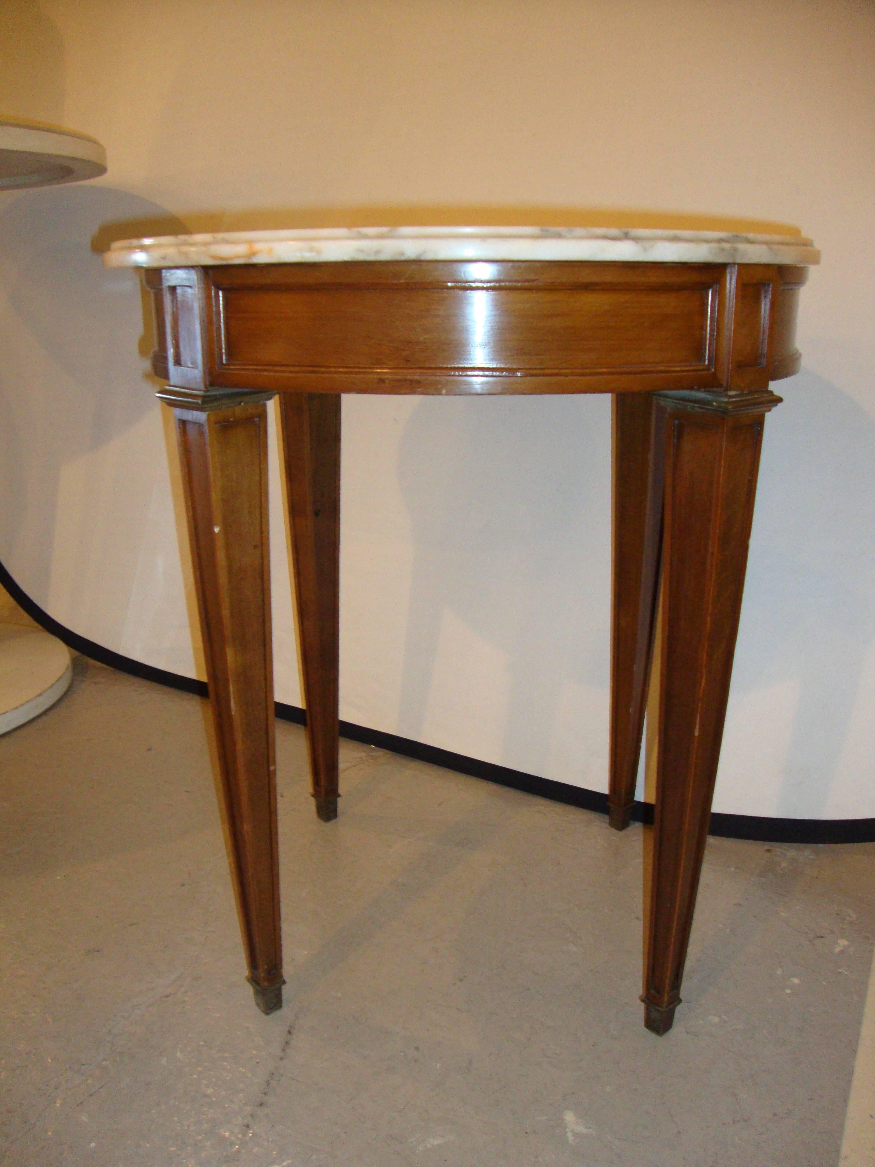 Small Marble-Top End Table or Pedestal  Louis XVI Style 1