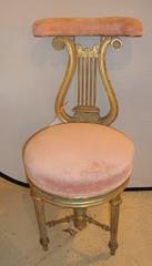 Victorian Adjustable Lyre Gold Harp Piano Chair
