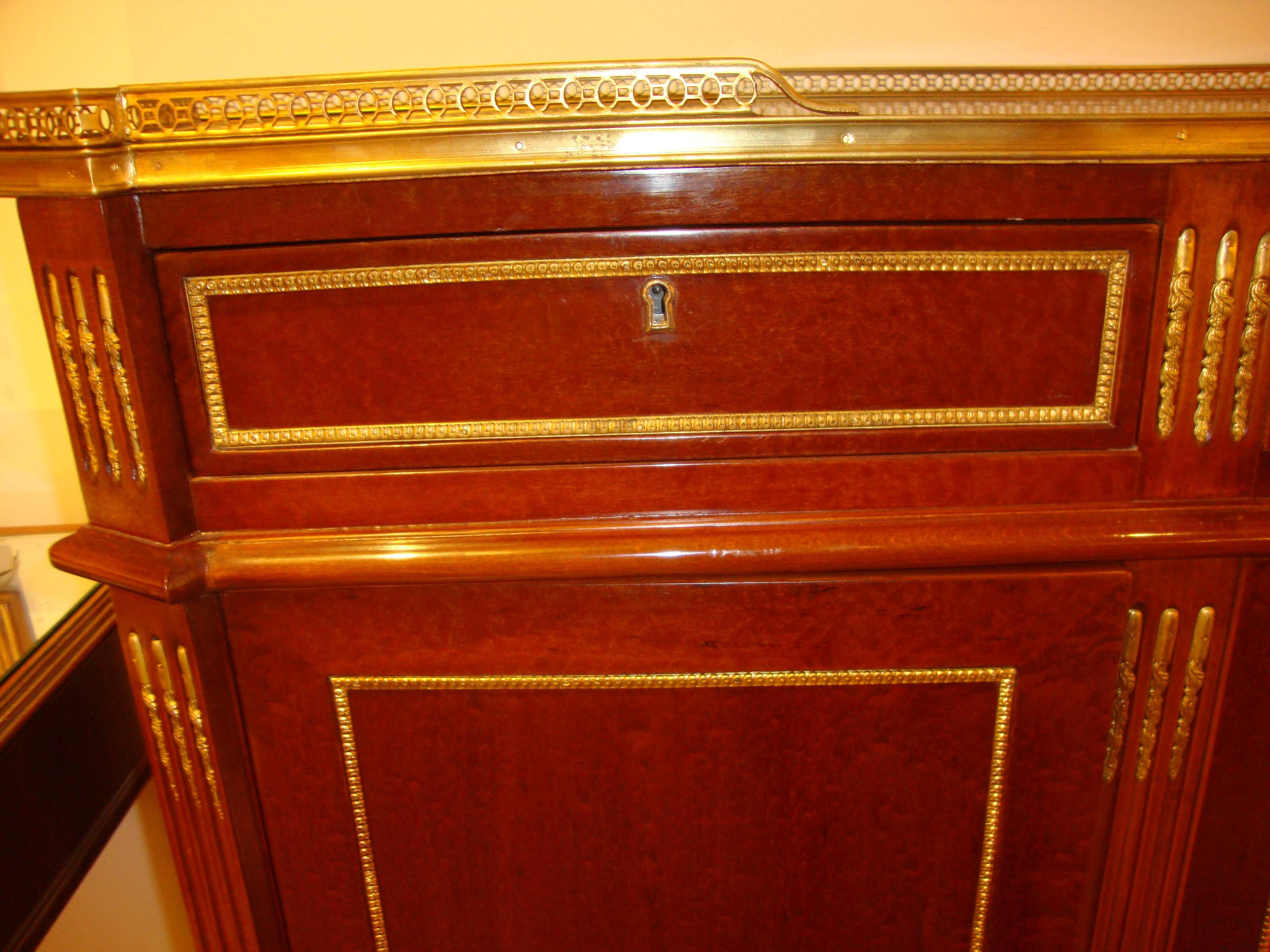 Wood European Design, Russian Neoclassical Style, Cabinets, Mahogany, Bronze, 1980s For Sale
