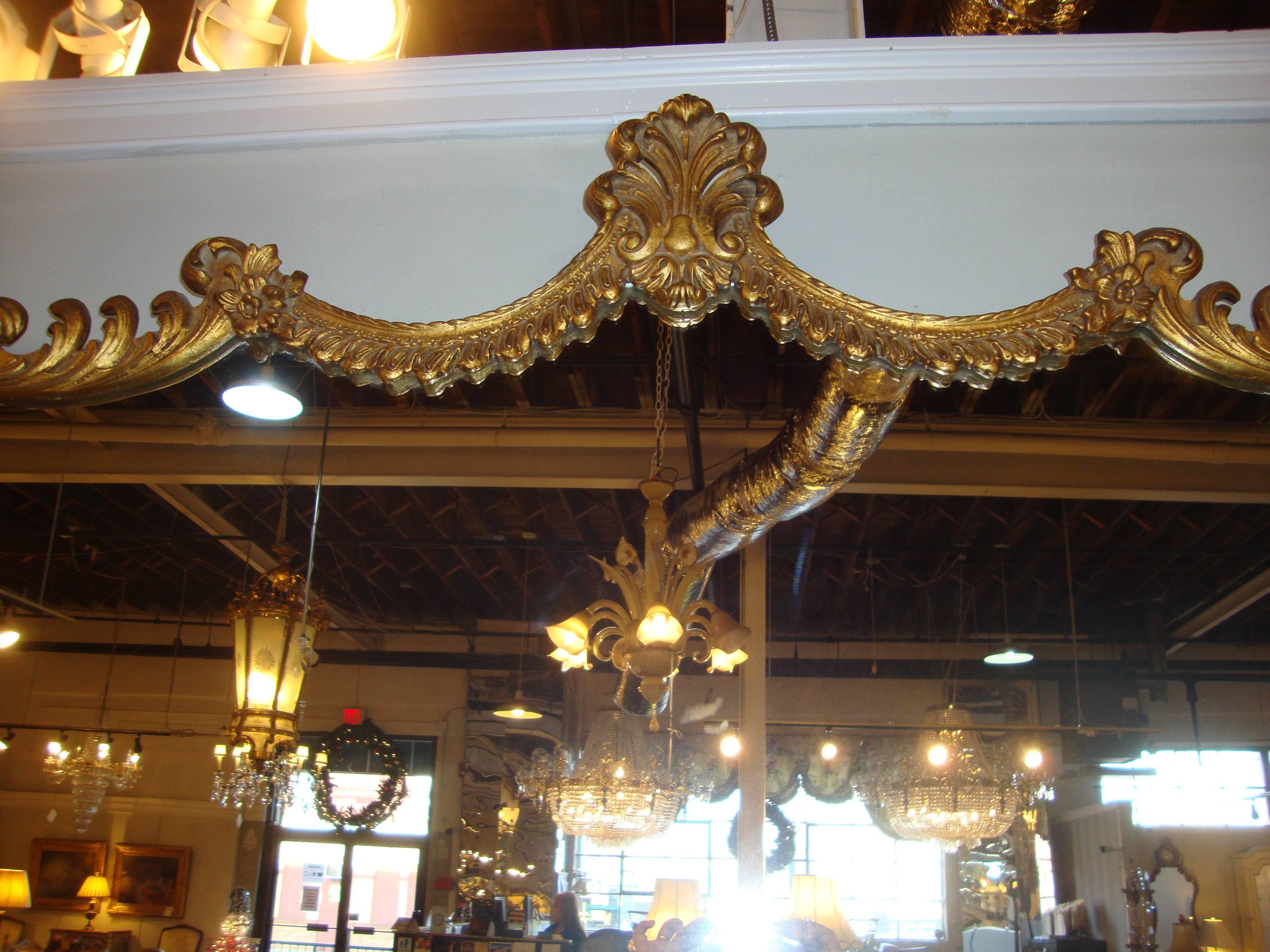 Rococo Italian Giltwood Baroque Carved Horizontal Mirror