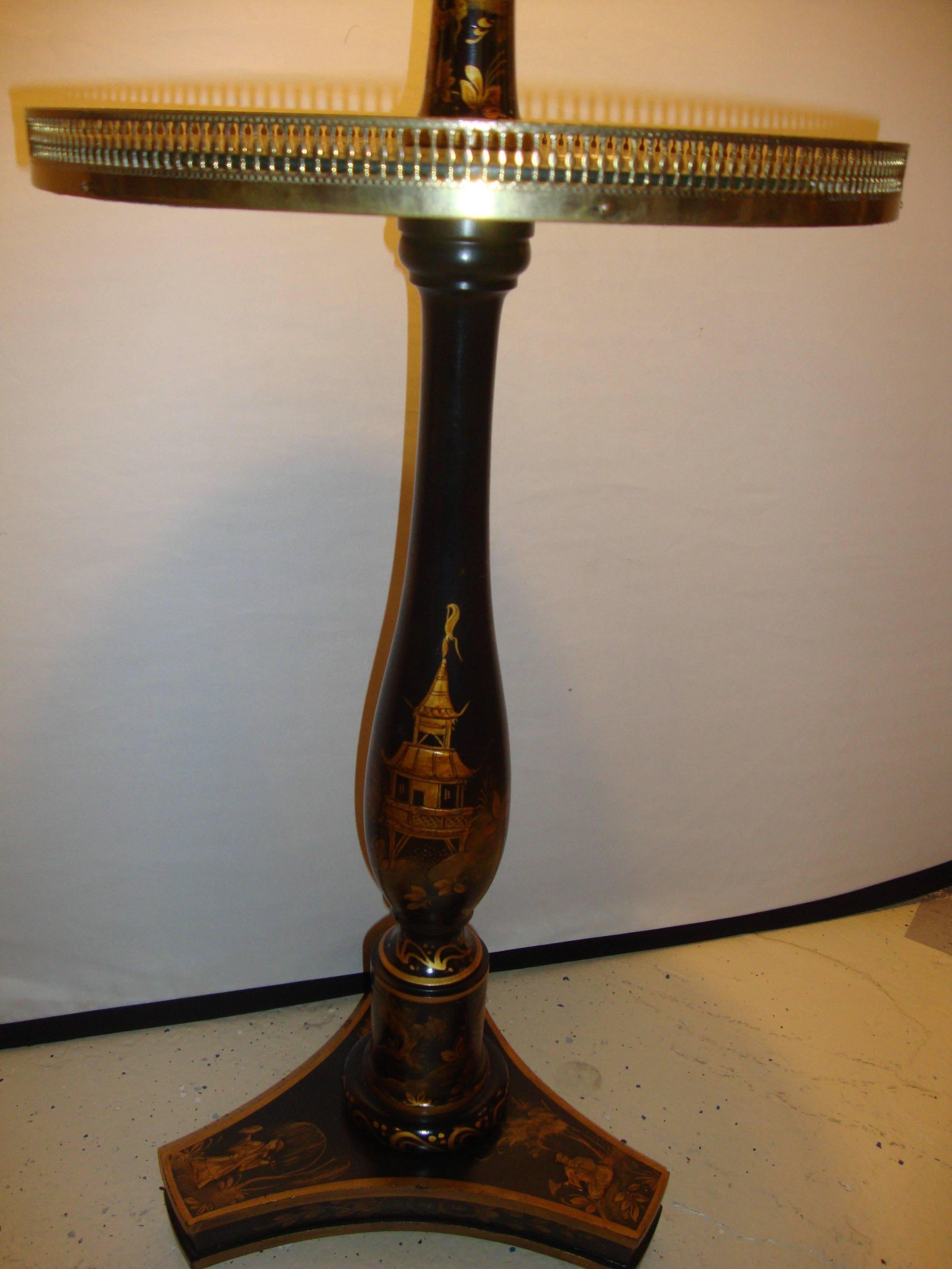 20th Century Decorative Chinoiserie Tray Table Stick Lamp