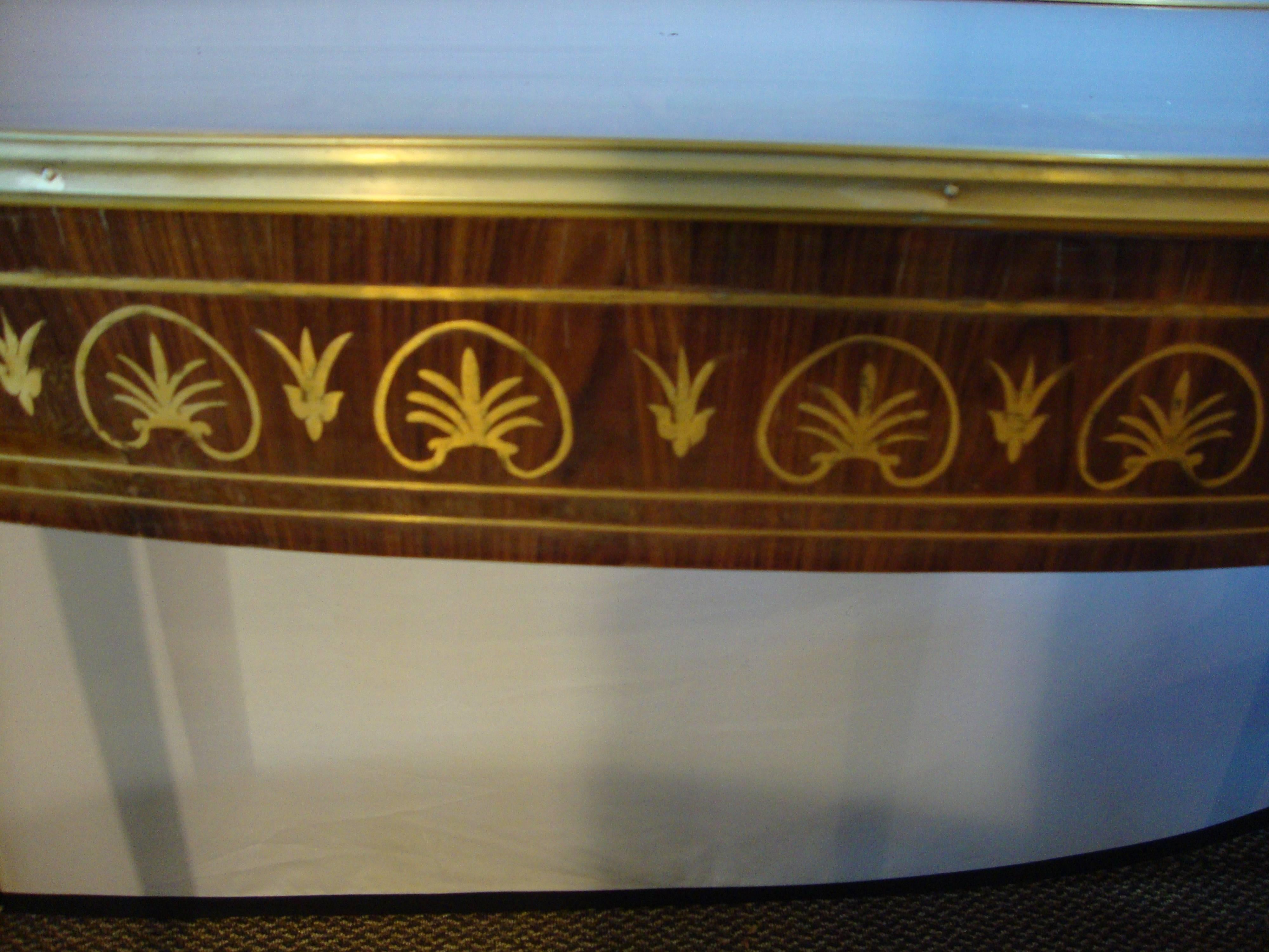 20th Century A Fine Boulle Inlaid Demi Lune Console Serving Table For Sale