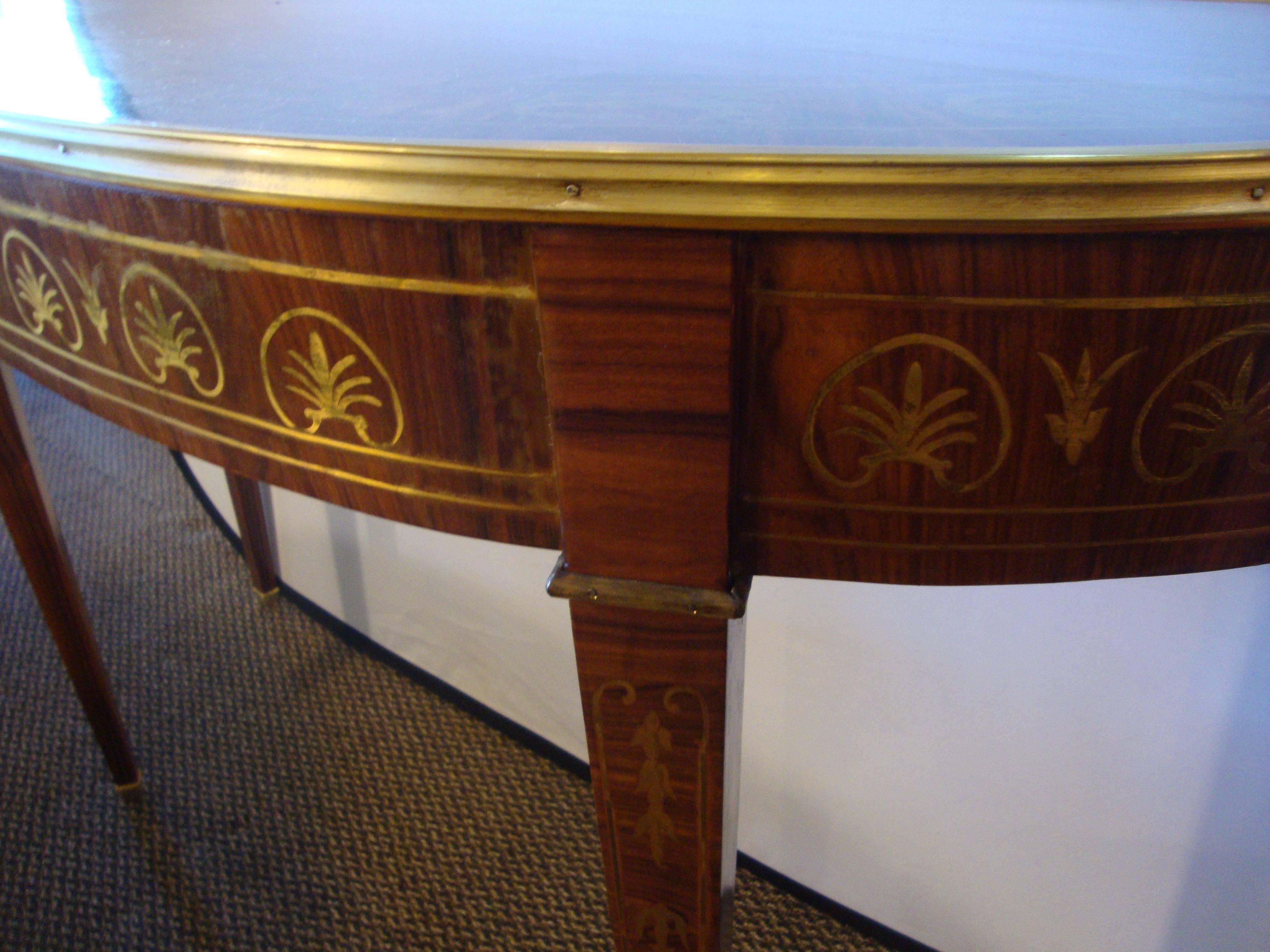 A Fine Boulle Inlaid Demi Lune Console Serving Table For Sale 2