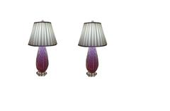 Pair of Pink and White Murano Glass Table Lamps
