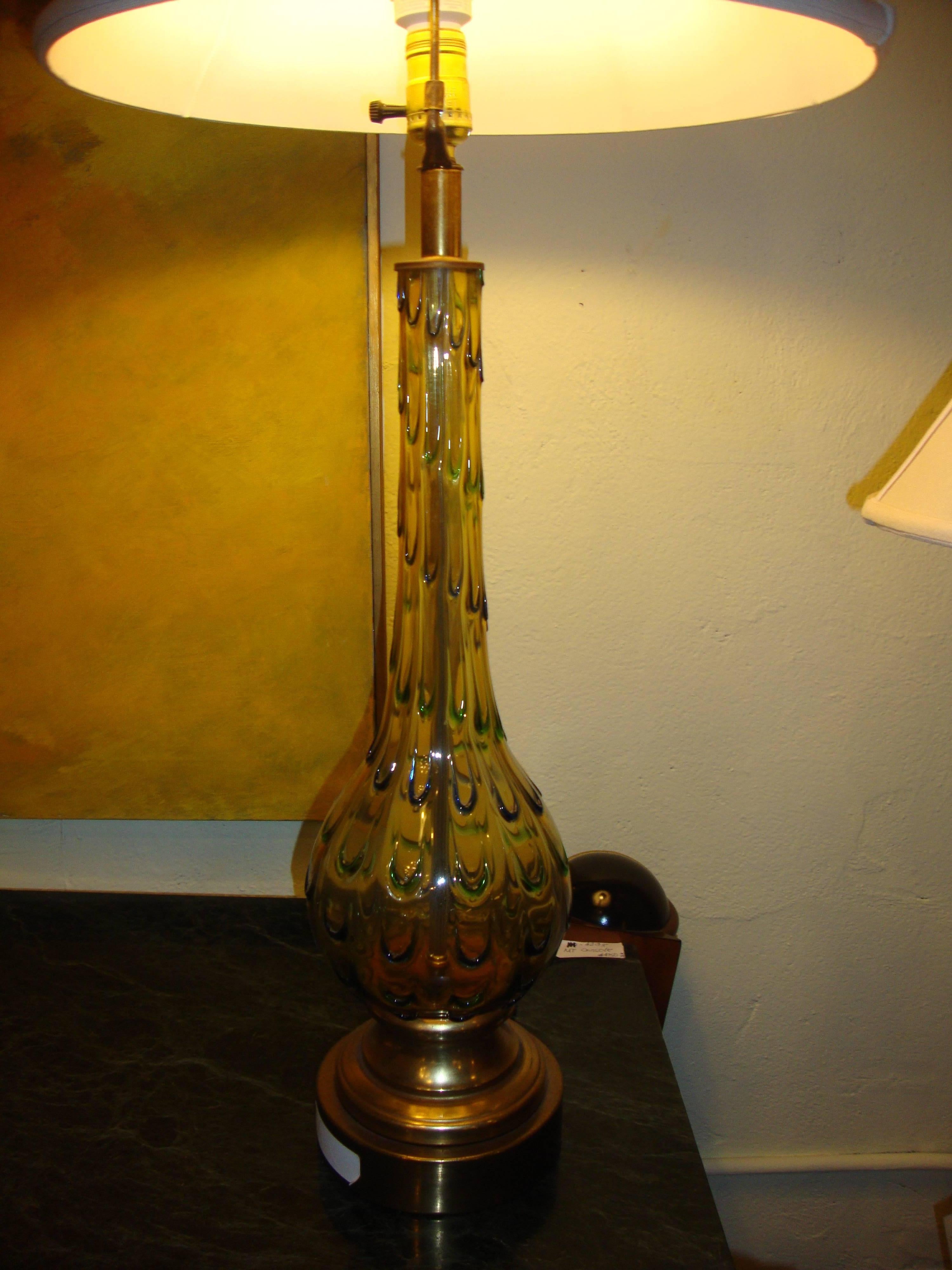 Pair of Multicolored Murano Glass Table Lamps Hollywood Regency Style  3