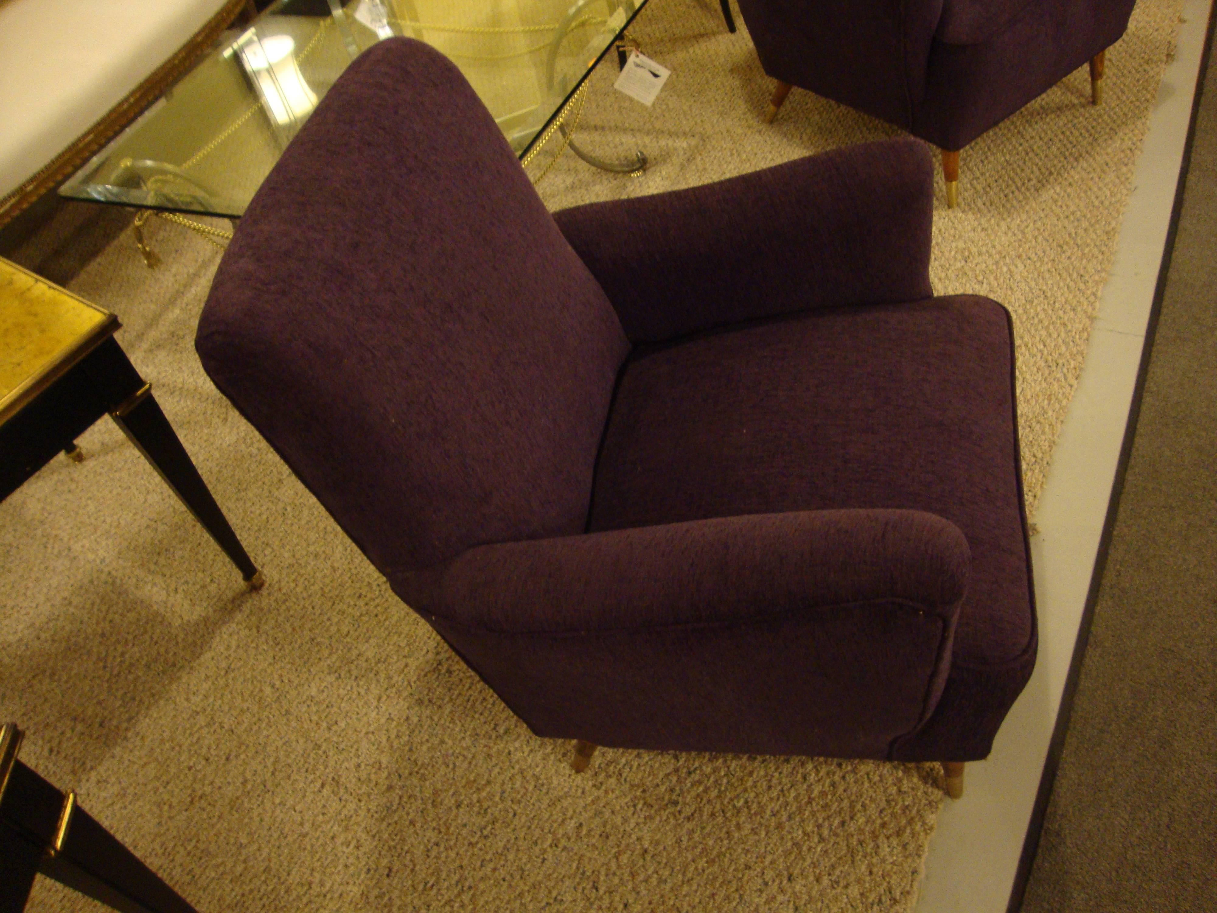 Pair of Gio Ponti Style Mid Century Modern Arm Lounge Chairs 2
