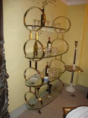 Contempory Chrome and Glass Hollywood Regency Style Etagere