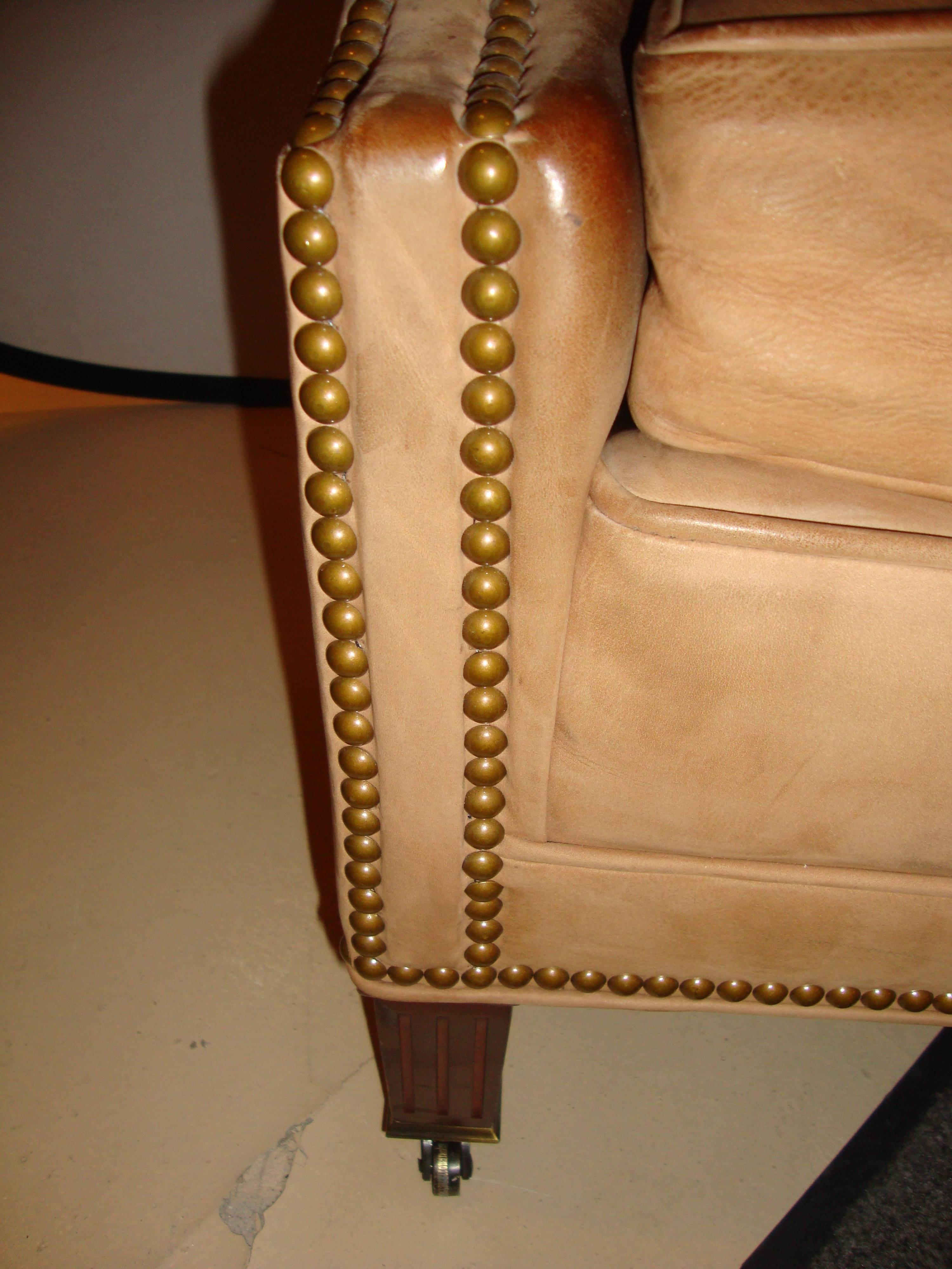 Hancock & Moore Leather Tufted Back with Nailhead Design Armchair In Good Condition In Stamford, CT
