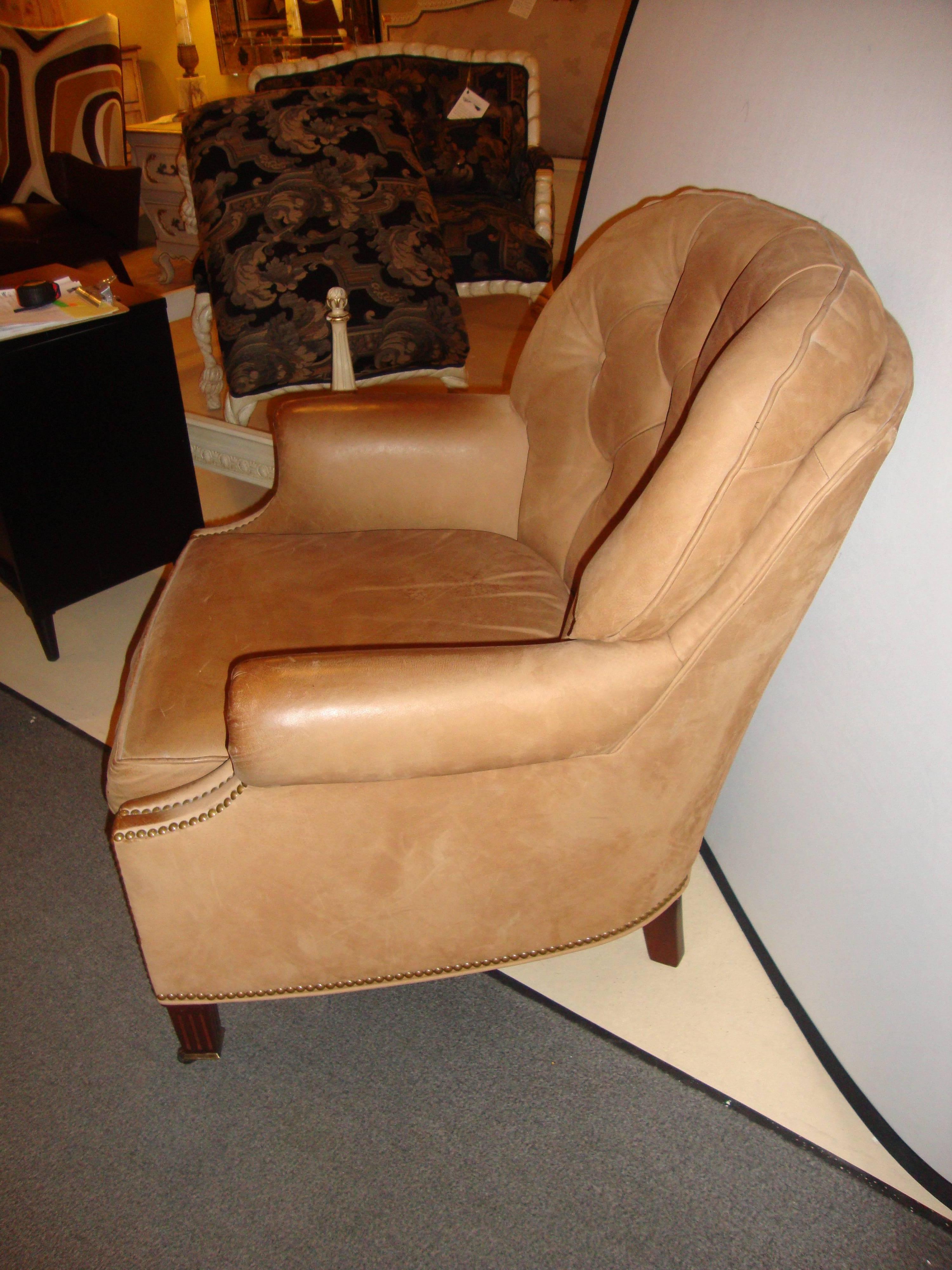 Hancock & Moore Leather Tufted Back with Nailhead Design Armchair 2