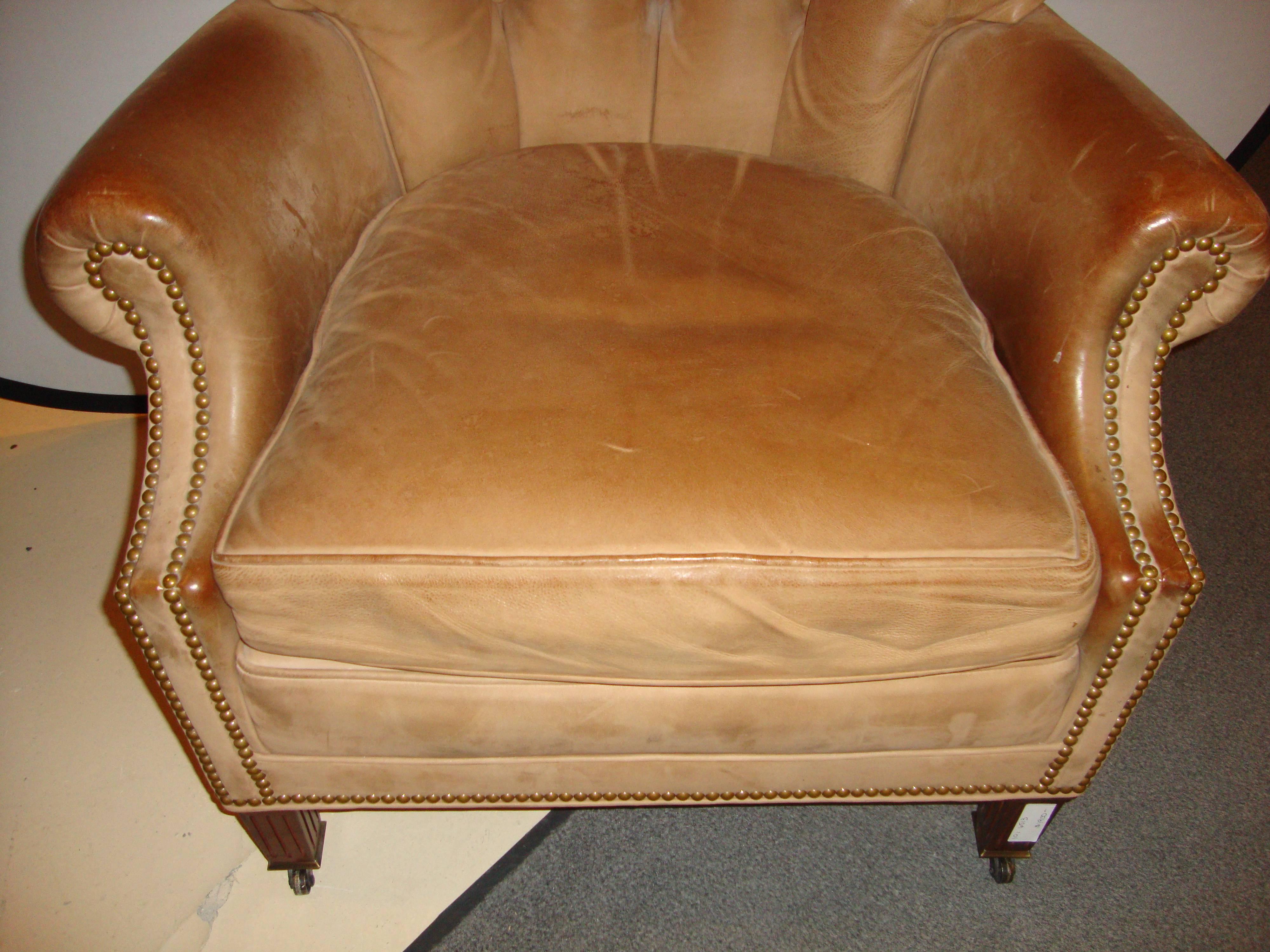 Hancock & Moore Leather Tufted Back with Nailhead Design Armchair 1