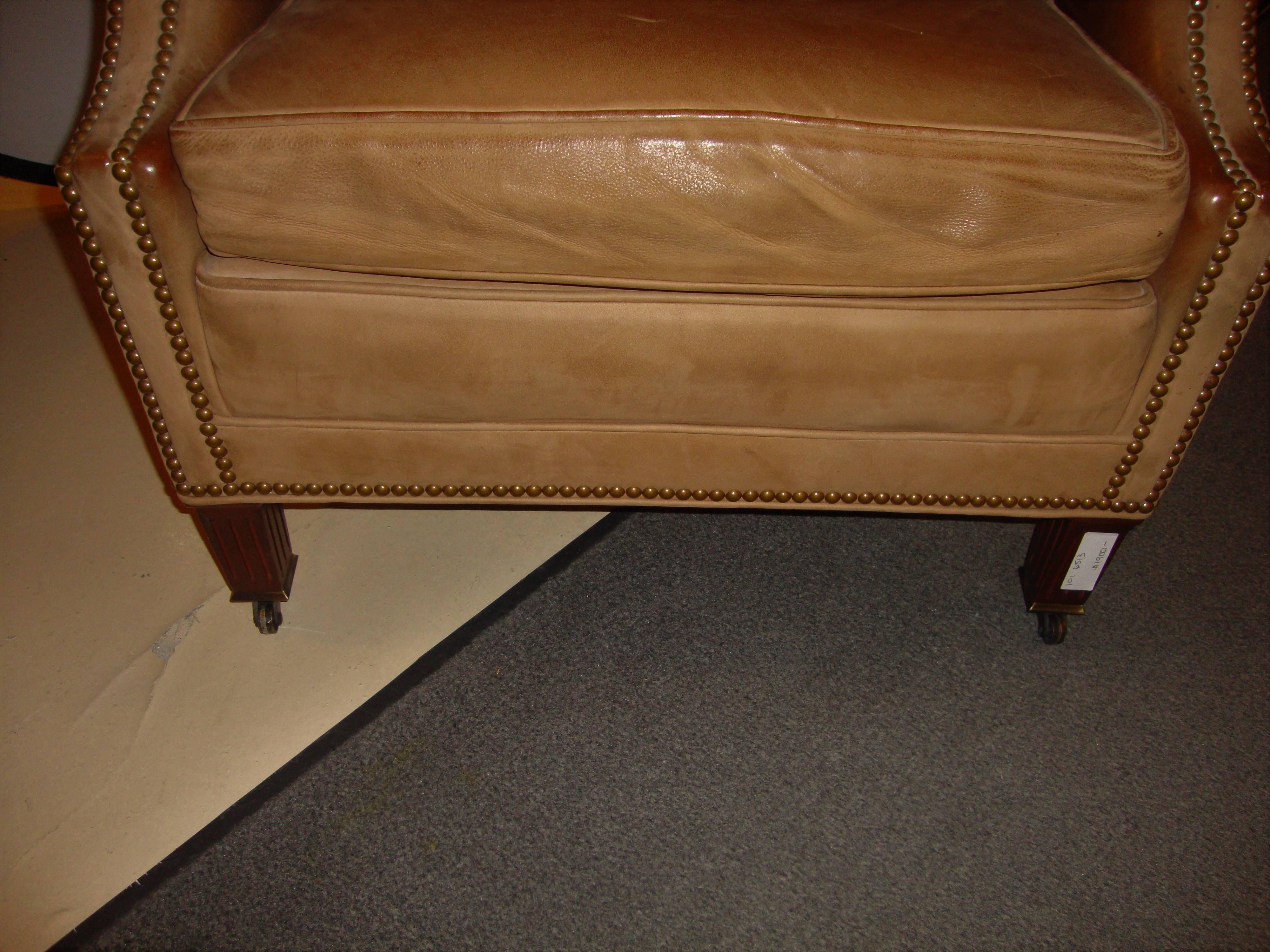 Hancock & Moore Leather Tufted Back with Nailhead Design Armchair 3