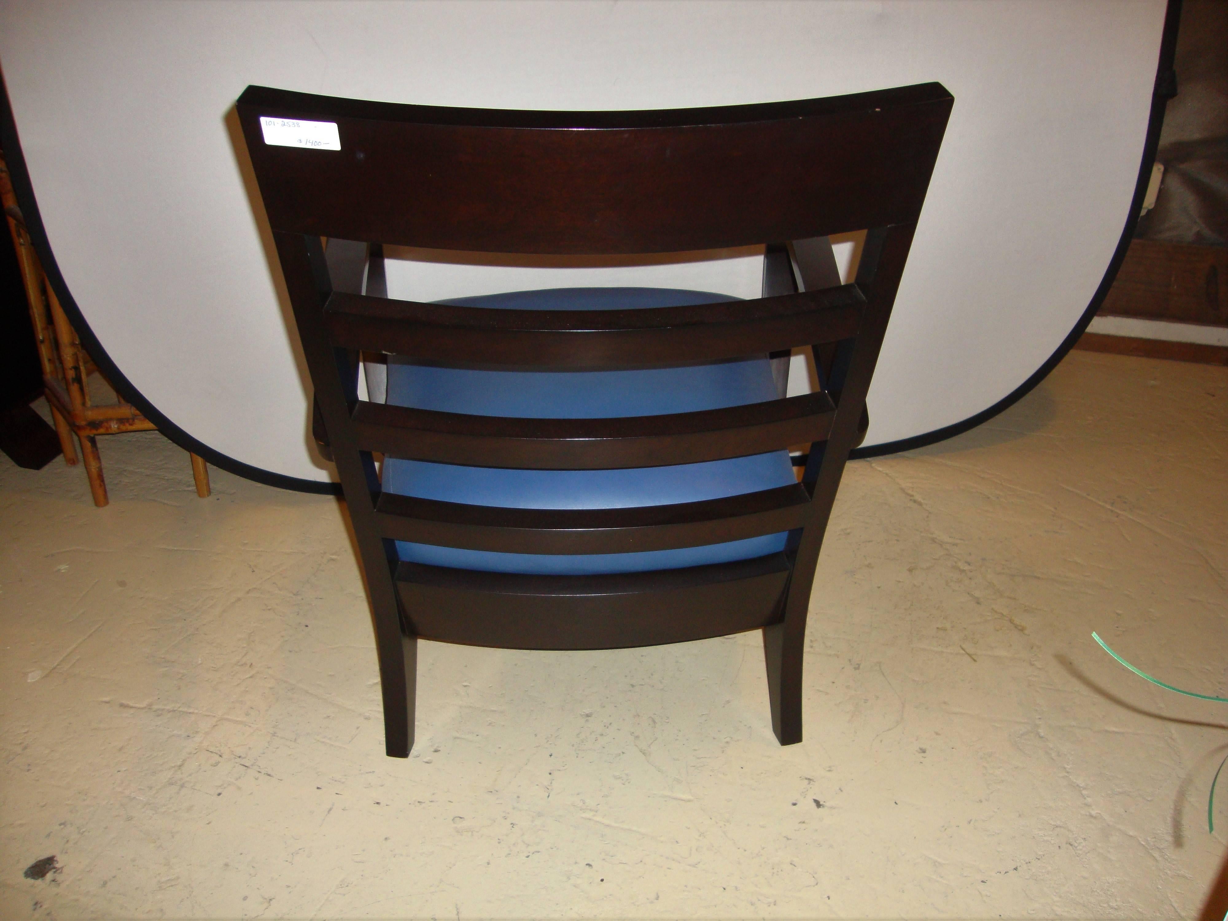 Dakota Jackson Leather Blue Arm Lounge Chair In Good Condition In Stamford, CT