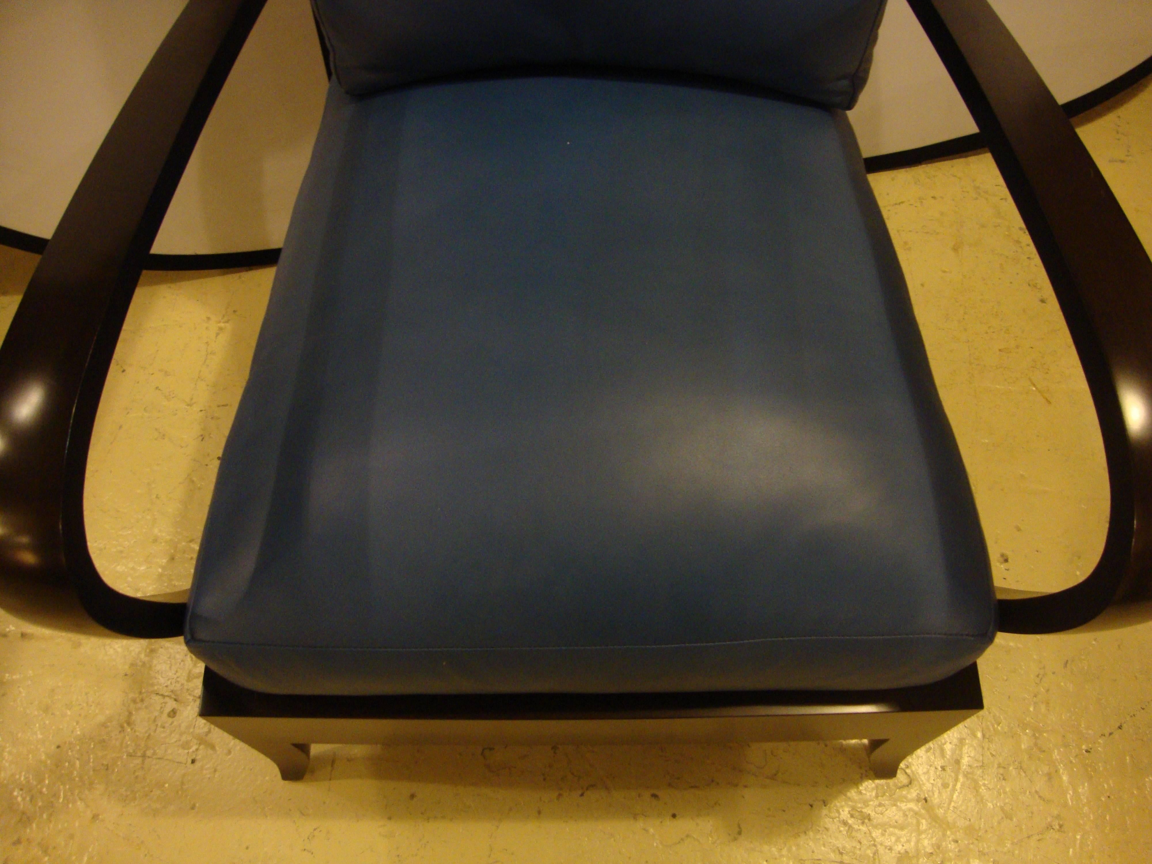 Dakota Jackson Leather Blue Arm Lounge Chair 2