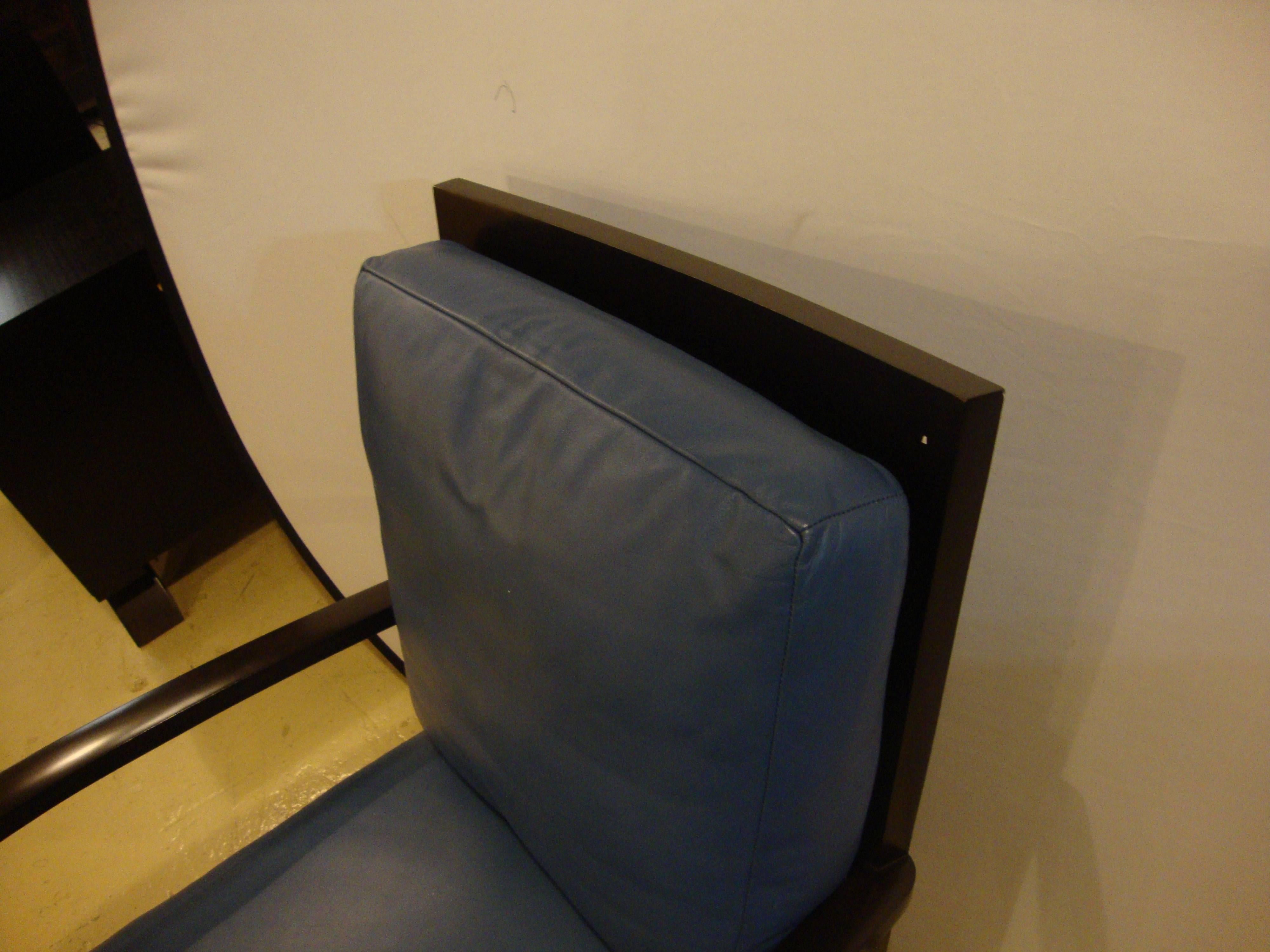 Dakota Jackson Leather Blue Arm Lounge Chair 4