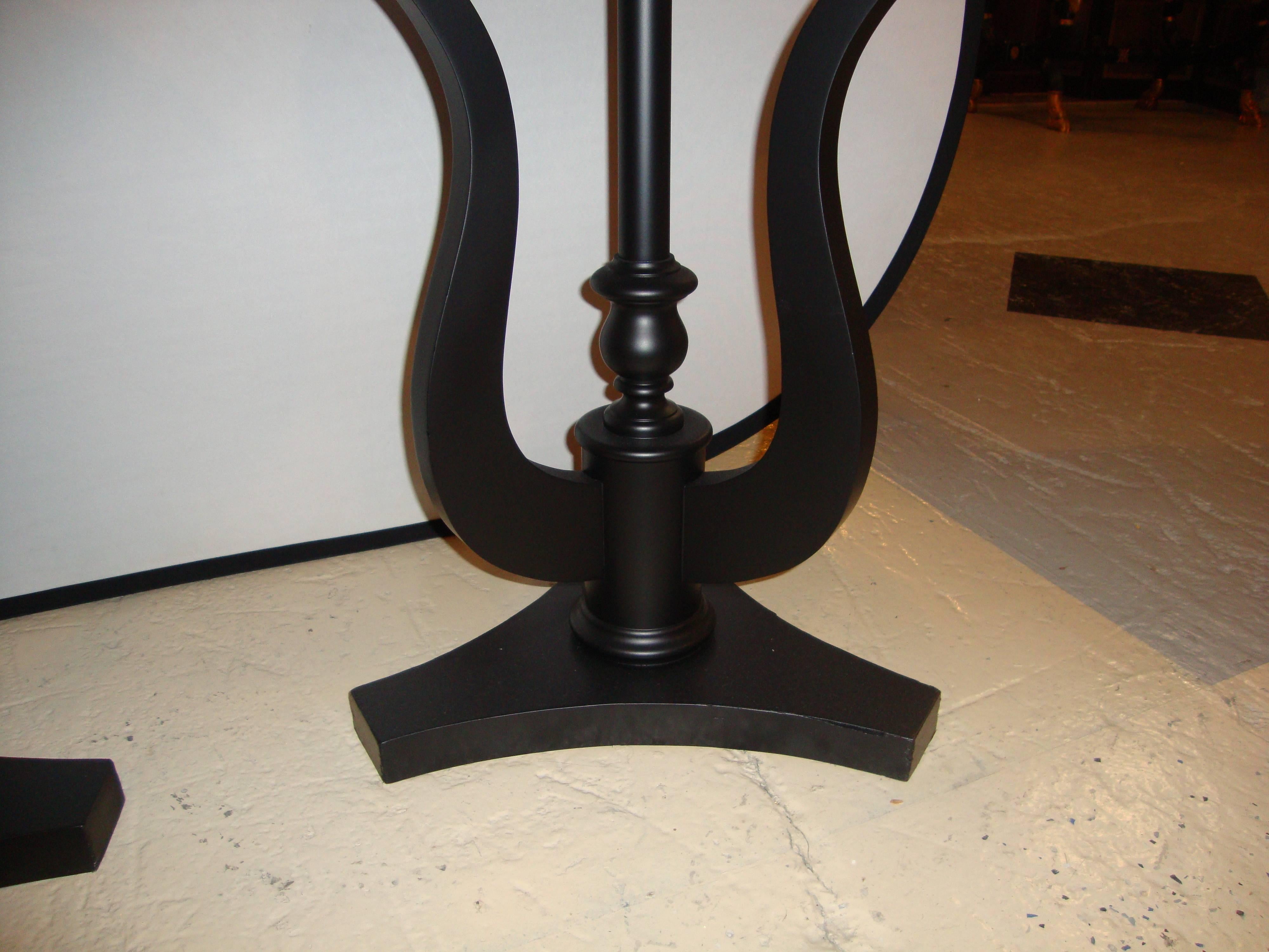 American Pair of Art Deco Ebony Based End Tables with Black Marble Tops For Sale
